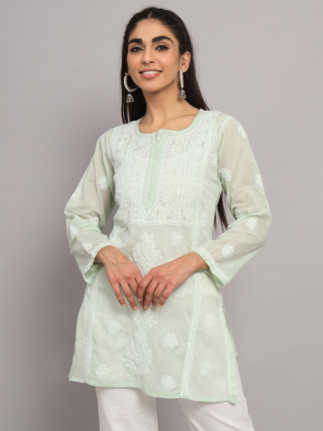 Buy PARAMOUNT CHIKAN Ethnic Motifs Embroidered Chikankari Pure Cotton