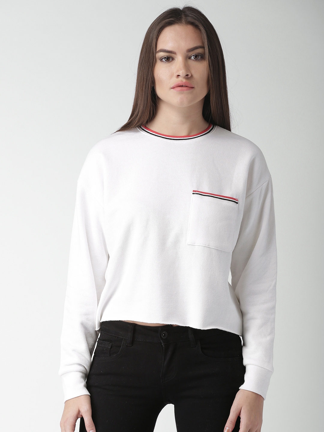 Buy FOREVER 21 Women Off White Solid Sweatshirt - Sweatshirts for Women ...