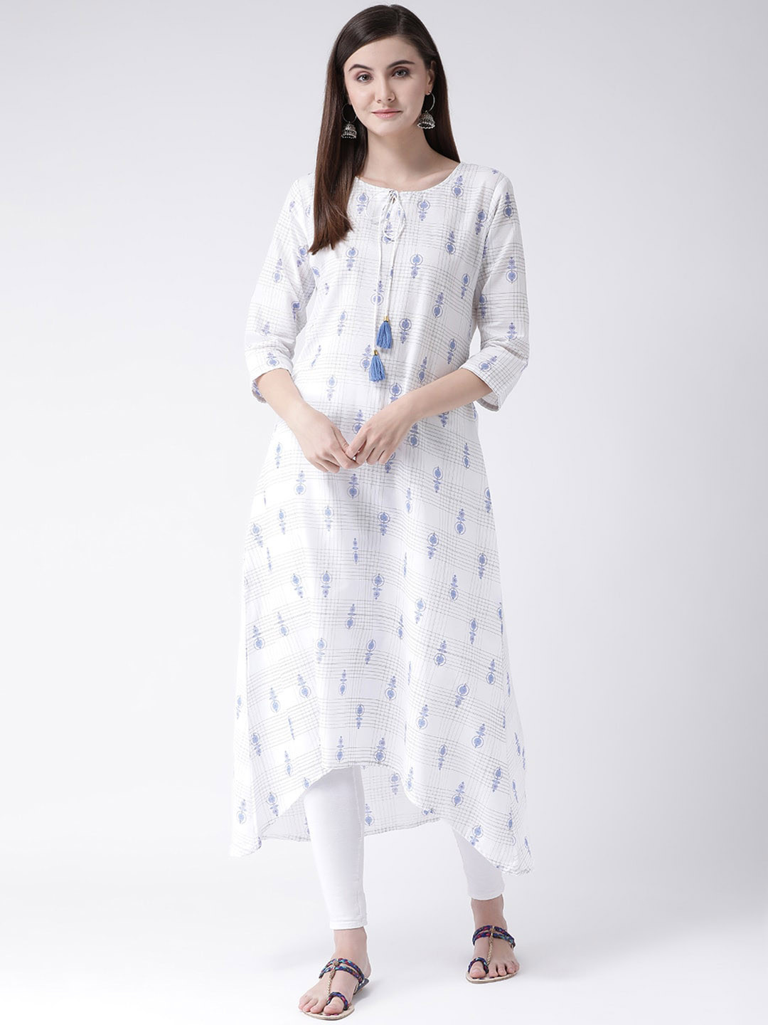 Women Green Printed Anarkali Kurta Boho Dress Designer