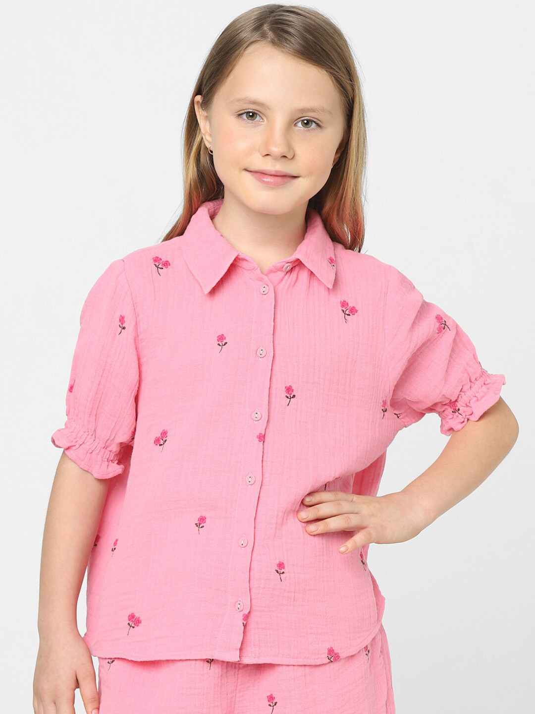 Buy KIDS ONLY Girls Pink Striped Casual Shirt - Shirts for Girls ...