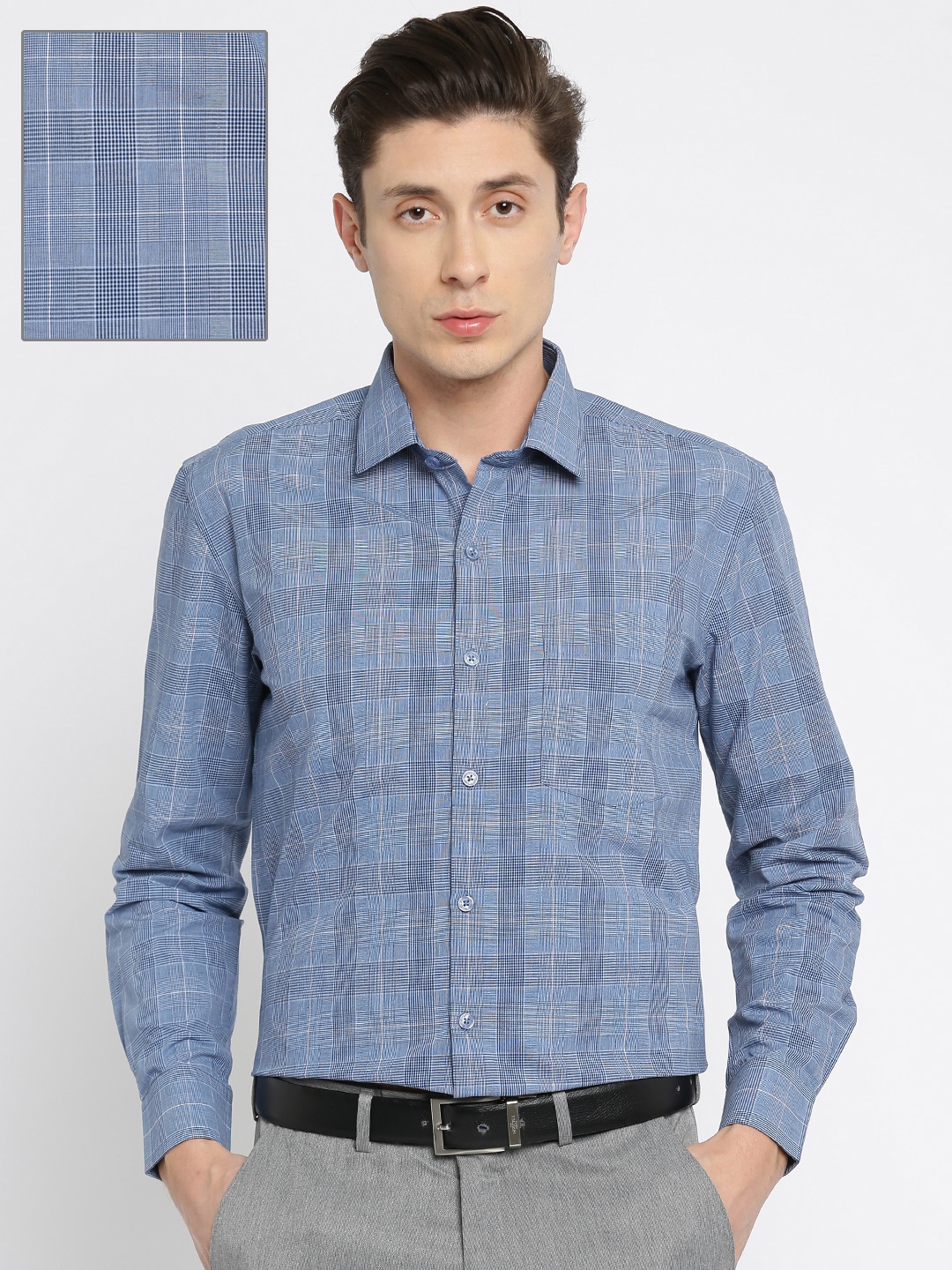 Buy John Miller Men Blue Slim Fit Checked Formal Shirt Shirts for Men