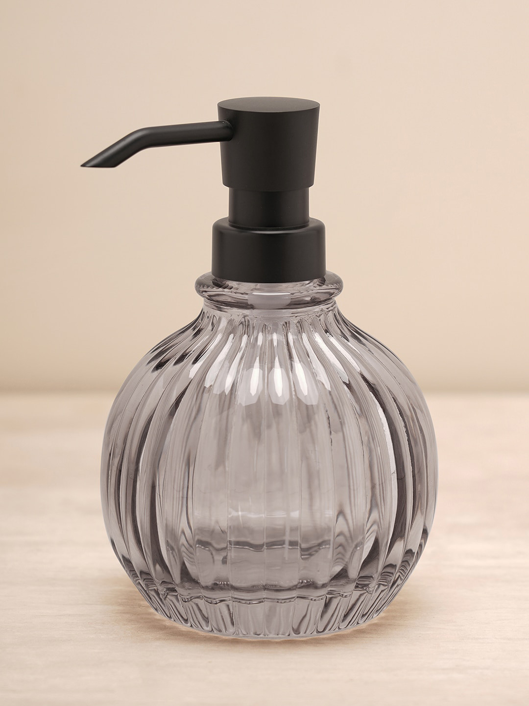 Buy Pure Home And Living Black Ribbed Glass Soap Dispenser - Bathroom ...