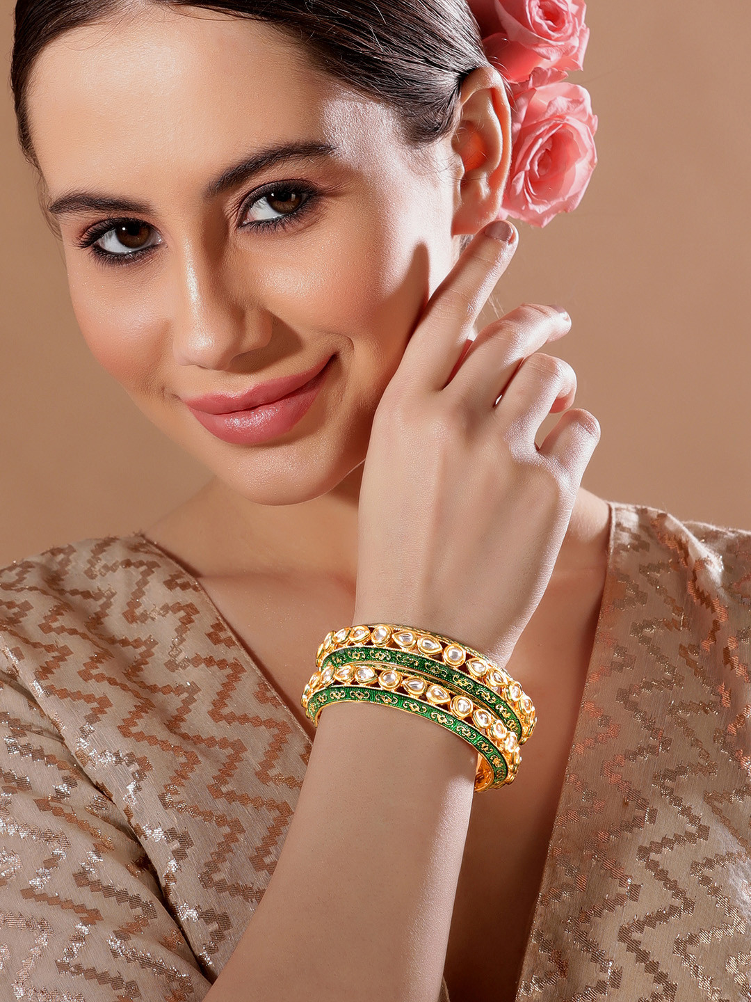 Kundan Studded Bangles (Set Of 2) main image 0