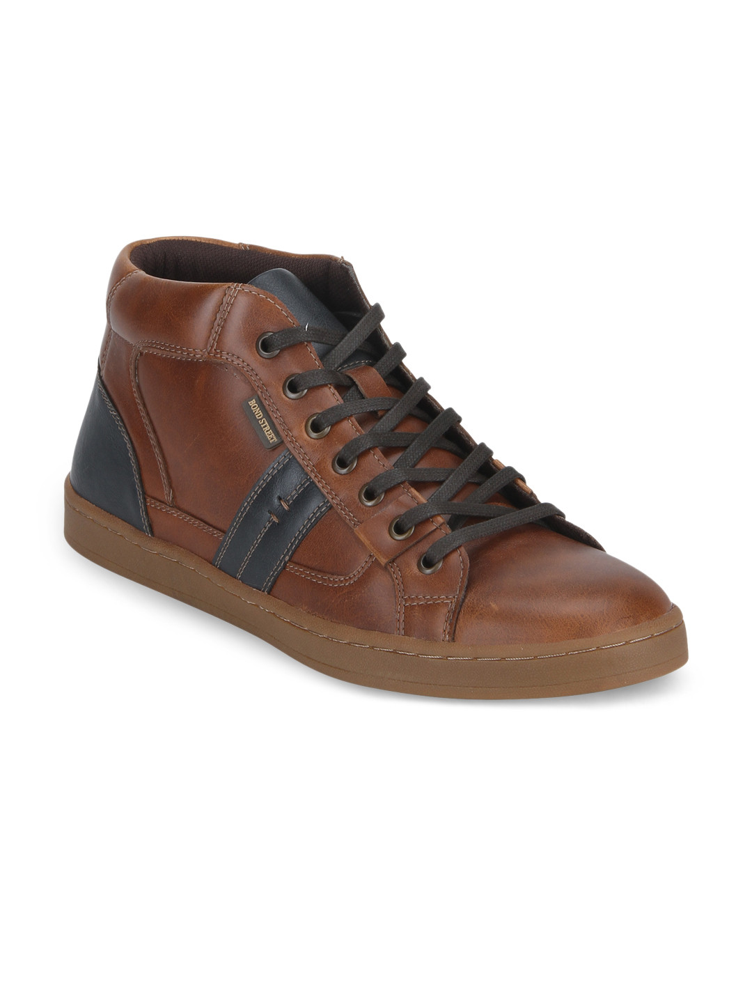 Buy Bond Street By Red Tape Men Brown Solid Synthetic Mid Top Flat