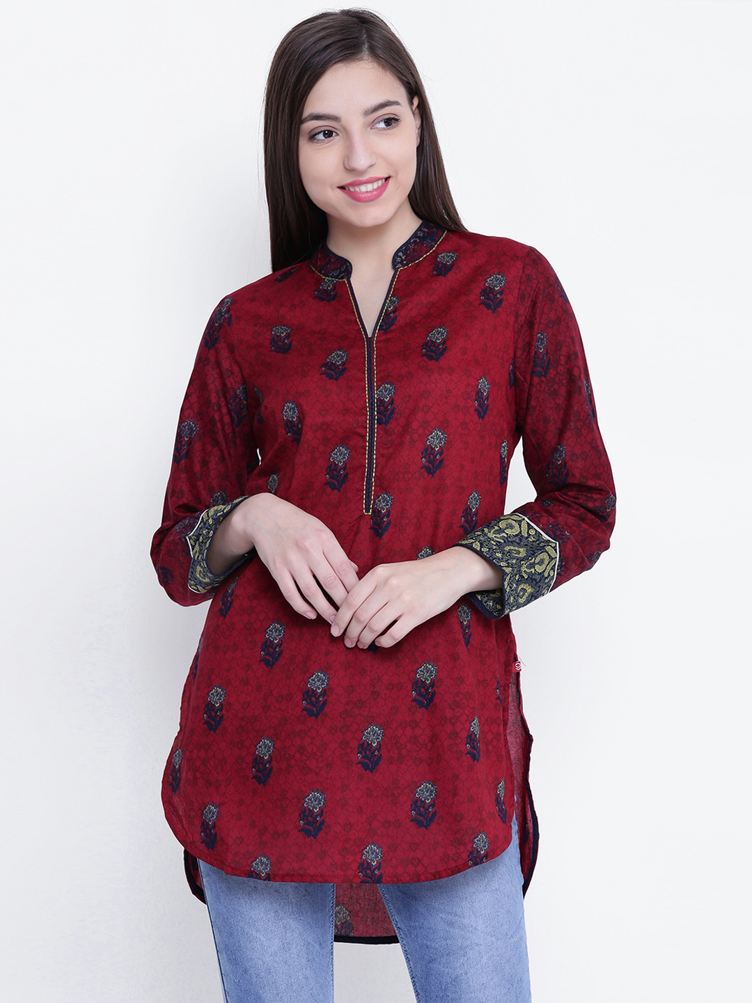 Buy Biba Maroon Printed Kurti Kurtis for Women 2211105 Myntra