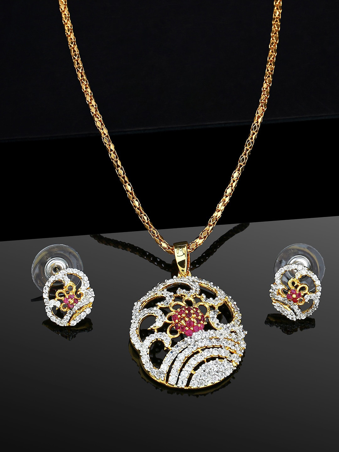 Buy Estele Gold Plated CZ Studded Jewellery Set Jewellery Set for
