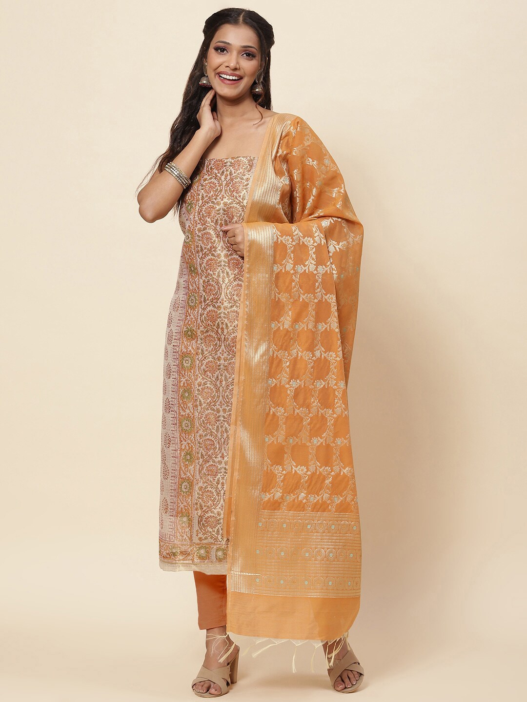 Buy Meena Bazaar Woven Design Pure Silk Unstitched Dress Material Dress Material For Women