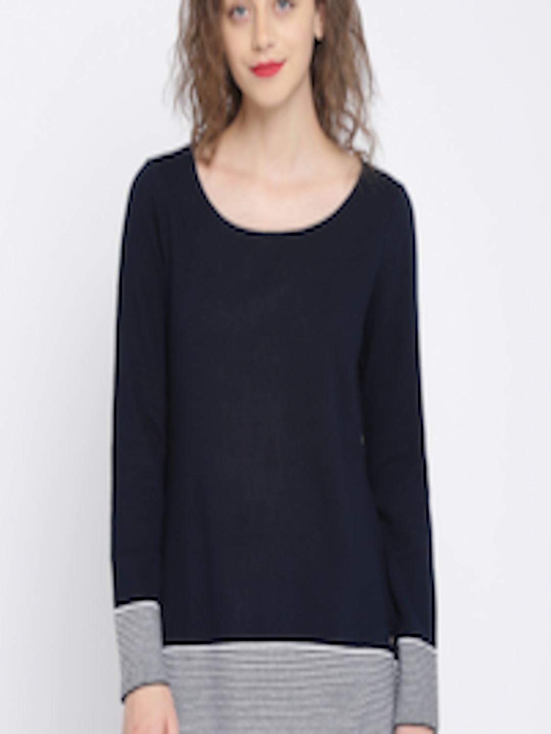 Buy Tommy Hilfiger Women Navy Blue Pullover - Sweaters for Women ...