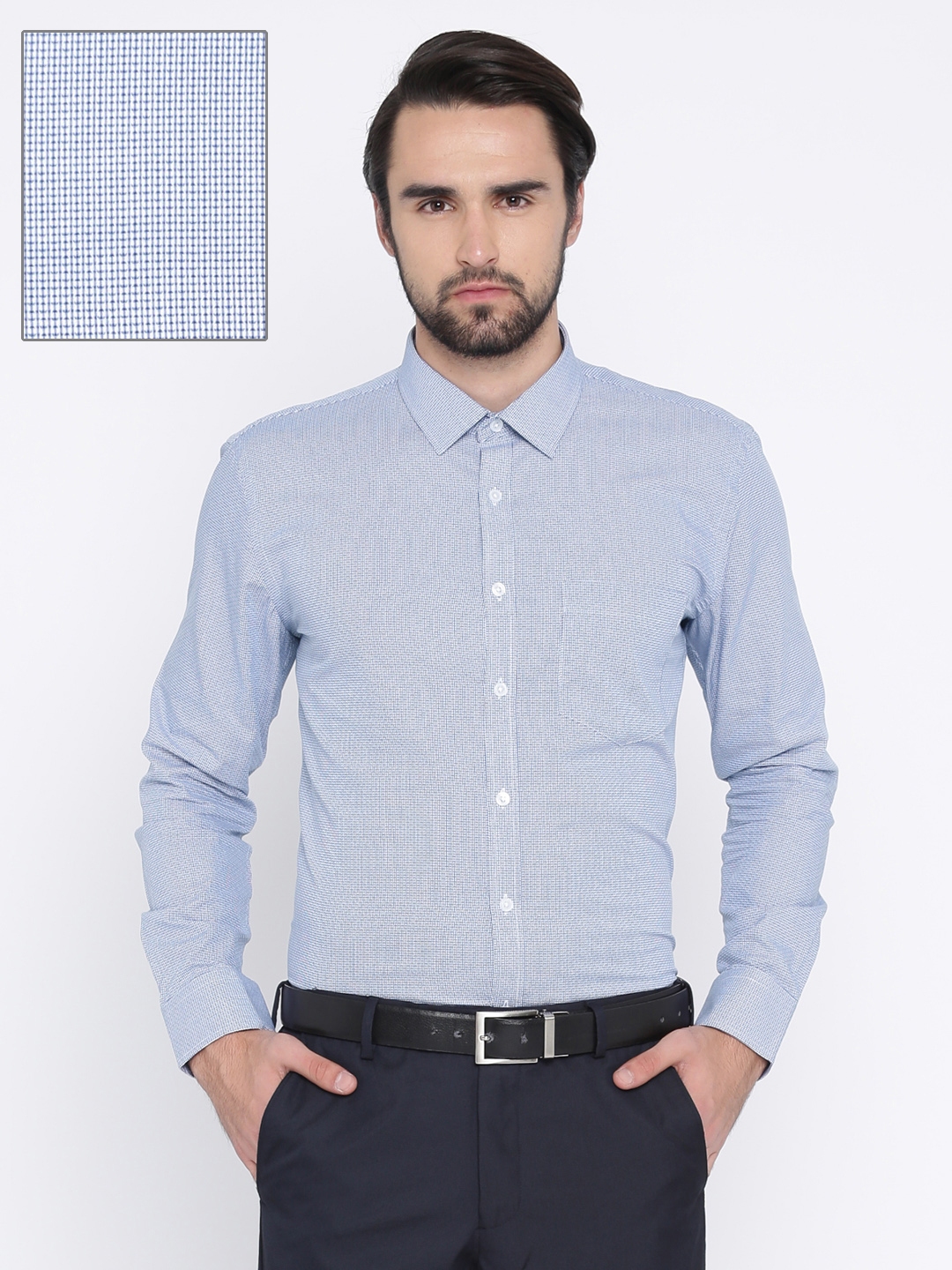 Buy John Miller Men Blue Slim Fit Self Design Formal Shirt - Shirts for ...