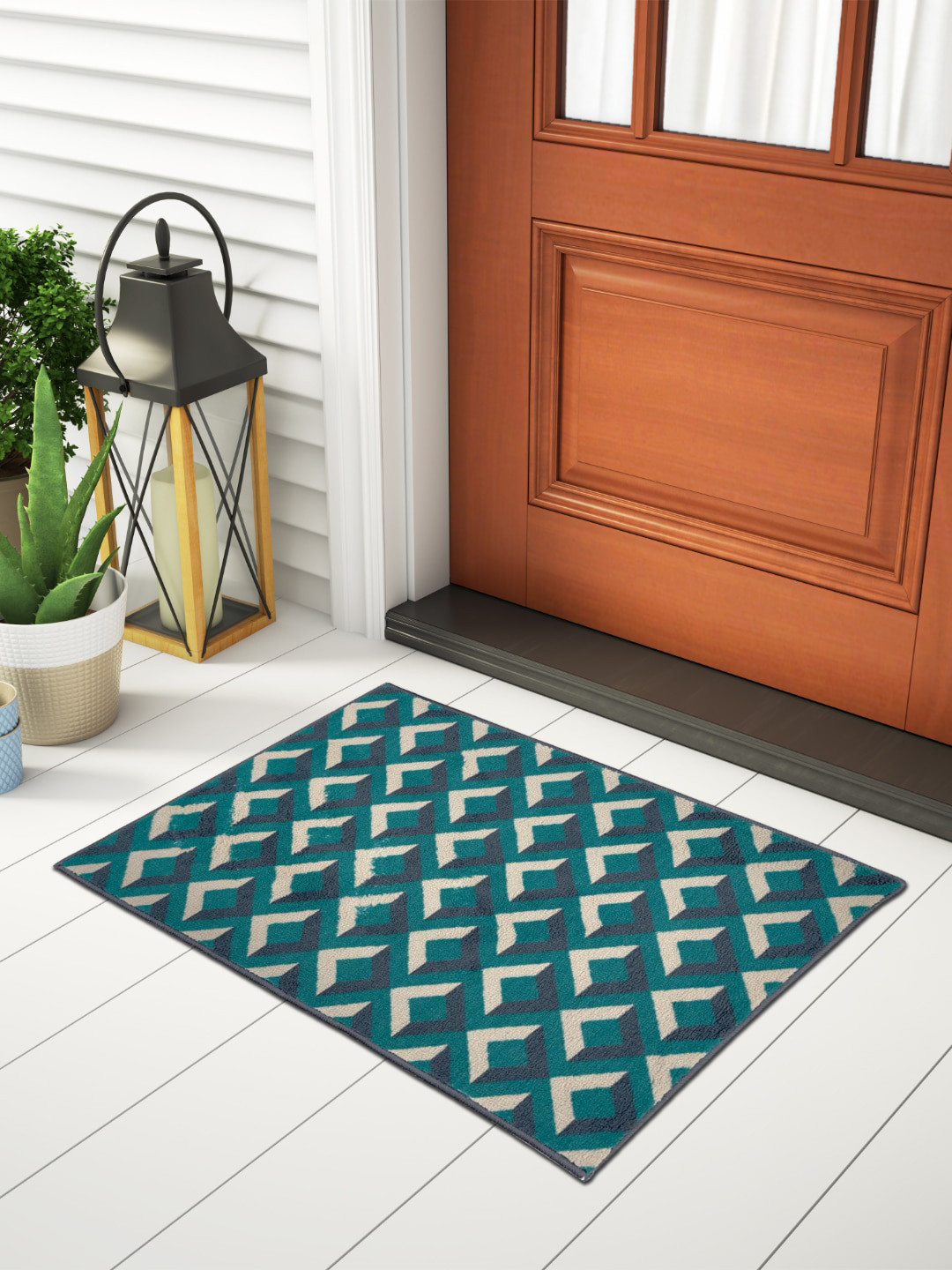 Buy Welspun Teal Green Printed Fade Resistant 1306 GSM Doormats