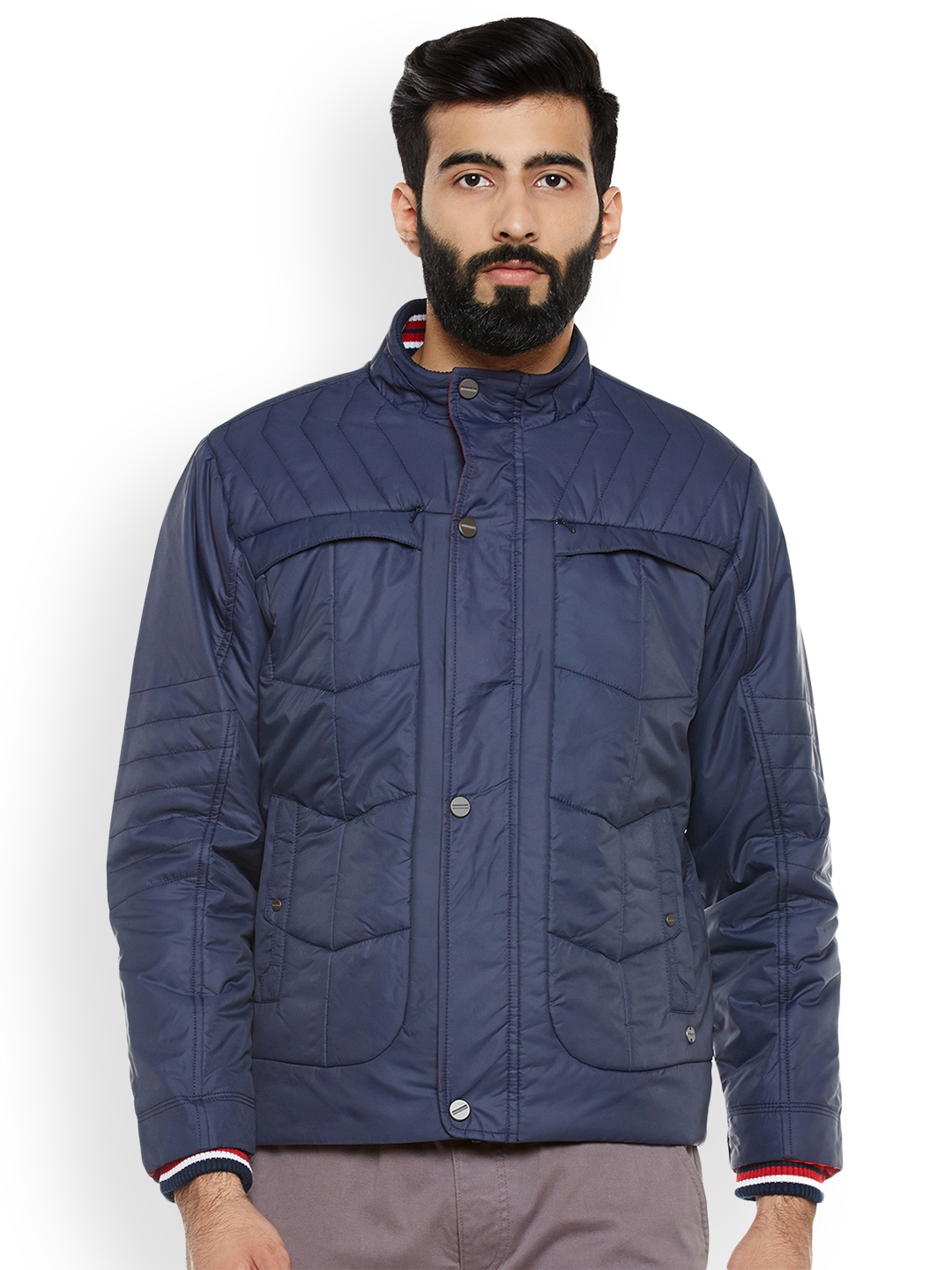 Buy Duke Men Navy Blue Solid Quilted Jacket - Jackets for Men 2212626 ...
