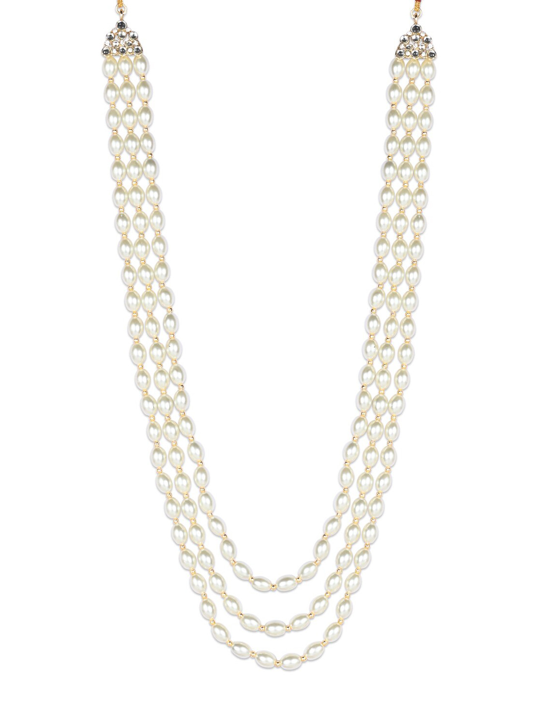 Buy I Jewels Men Gold Plated Stone Studded & Beaded Layered Necklace