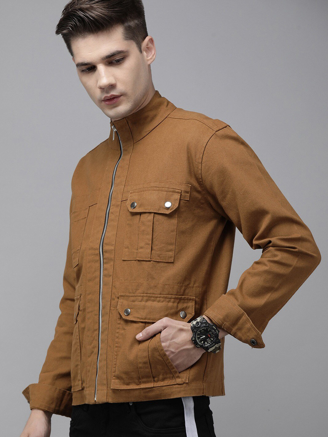 Buy VOXATI Men Mustard Denim Jacket With Embroidered Jackets for Men