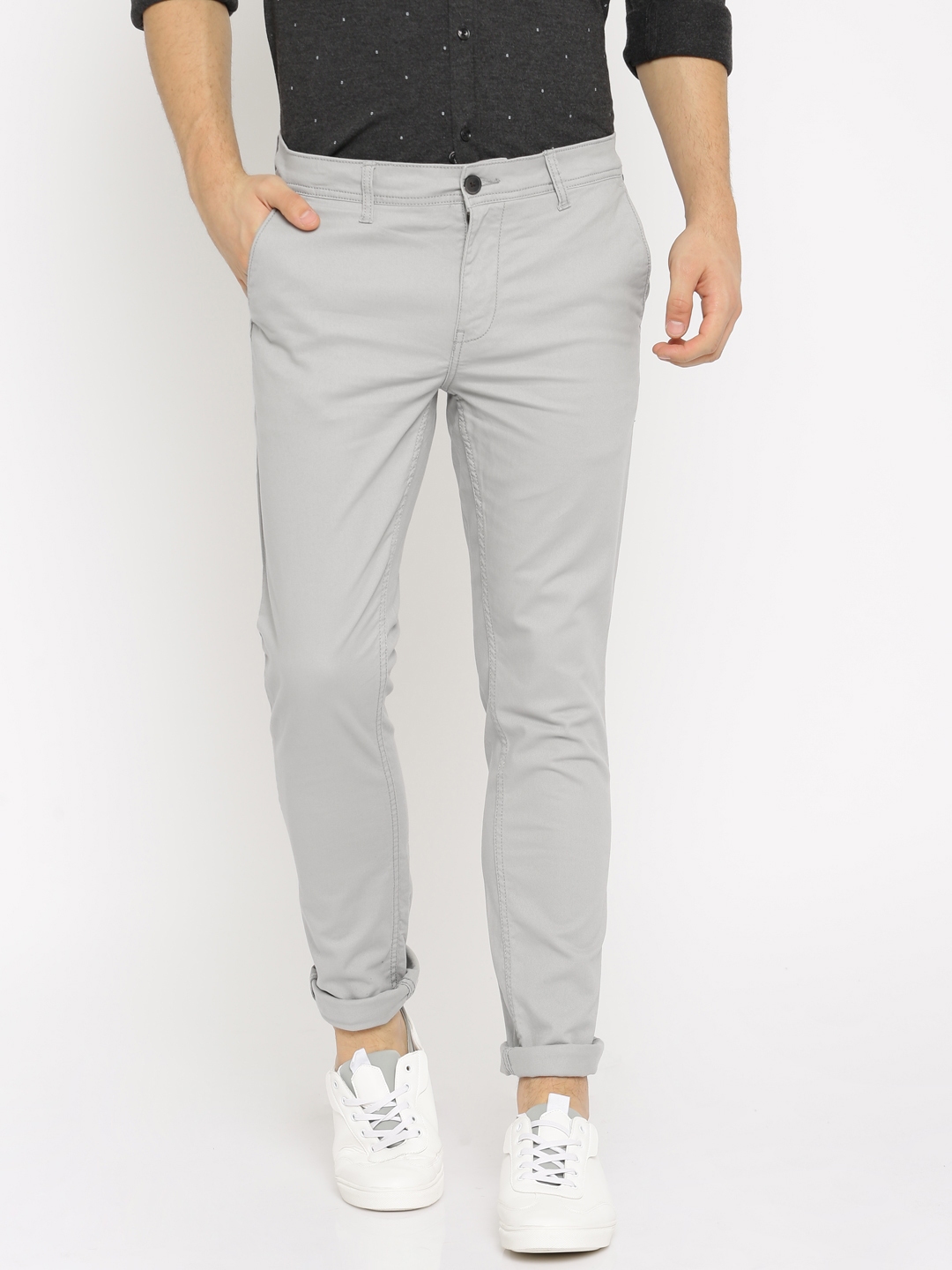 Buy Bossini Men Grey Skinny Fit Solid Chinos - Trousers for Men 2213277 ...