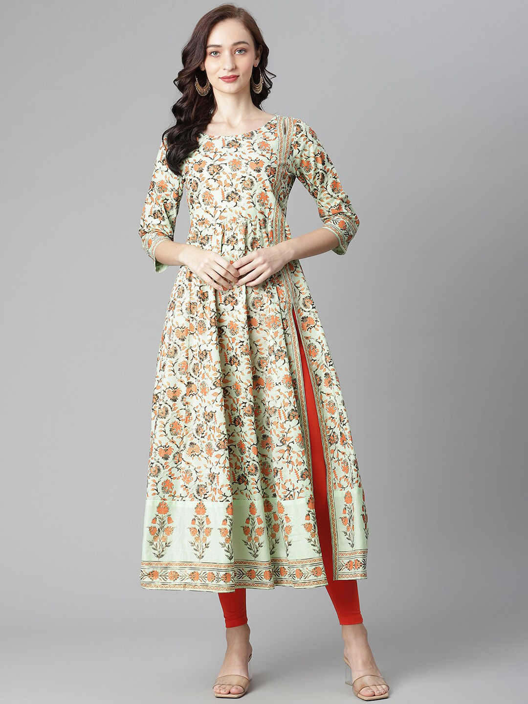 Buy Poshak Hub Ethnic Motifs Printed Pure Cotton Kurta With Leggings