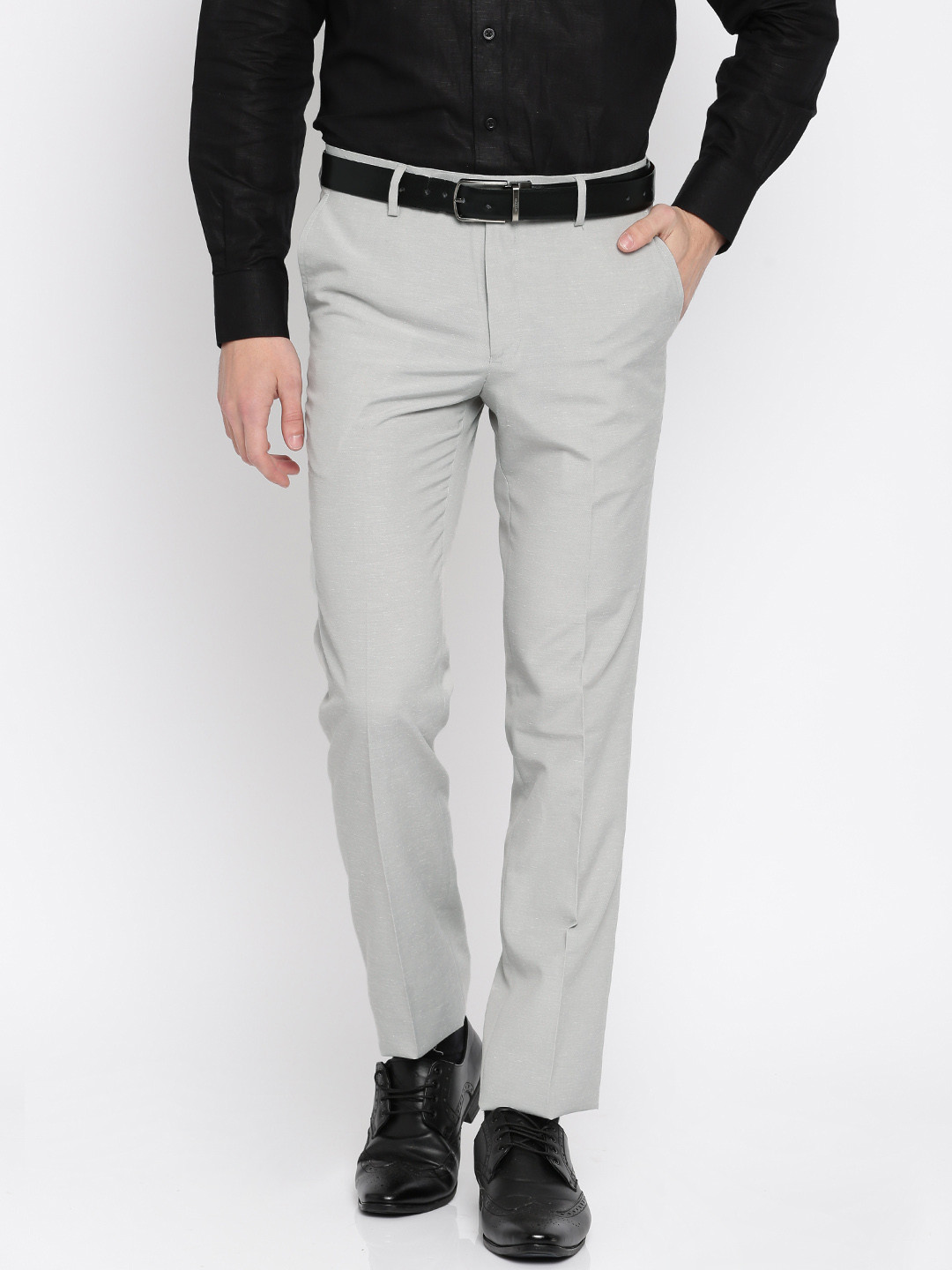 Buy University Of Oxford By People Men Grey Custom Slim Fit Solid