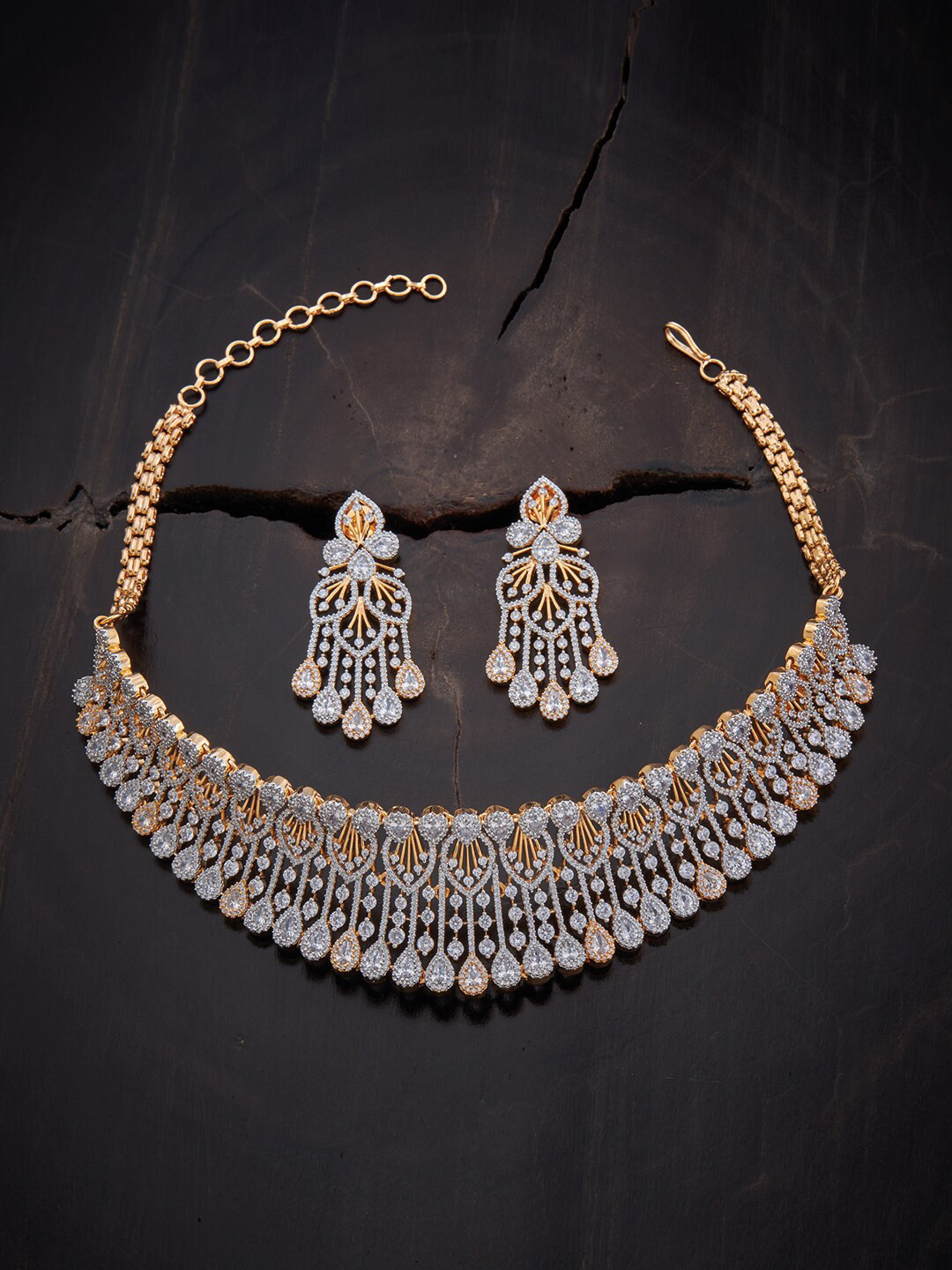 Buy Kushal's Fashion Jewellery Gold Plated CZ Studded Jewellery Set