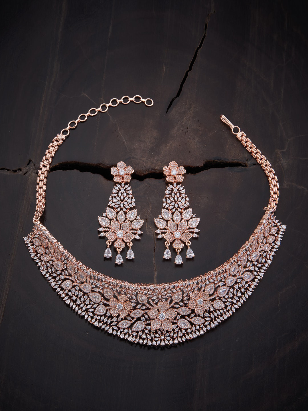 Buy Kushal's Fashion Jewellery Rose Gold Plated CZ Studded Jewellery