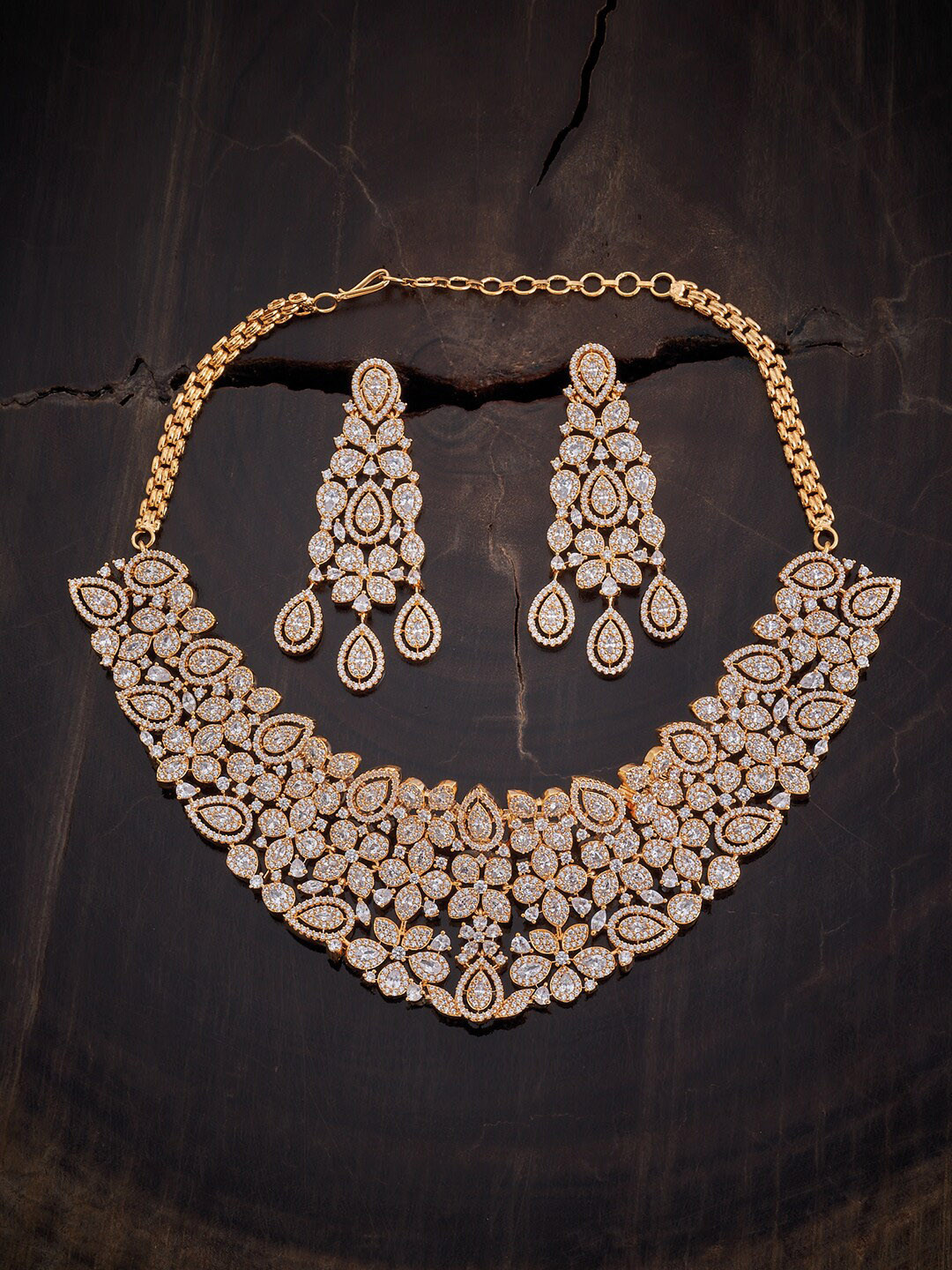 Buy Kushal's Fashion Jewellery Gold Plated CZ Studded Jewellery Set