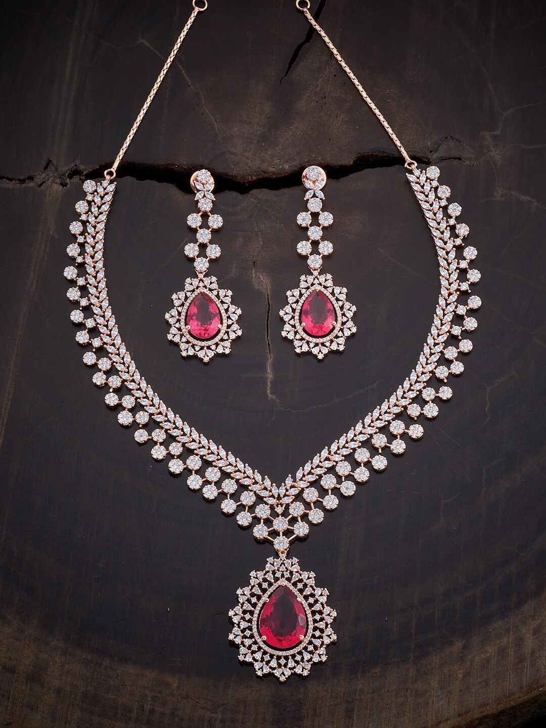 Buy Kushal's Fashion Jewellery Rose Gold Plated CZ Studded Jewellery