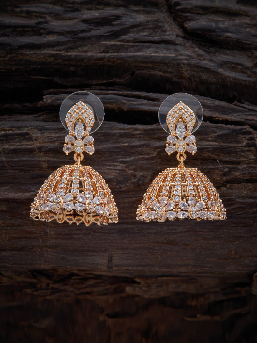 Buy Kushal's Fashion Jewellery Gold Plated Contemporary Jhumkas