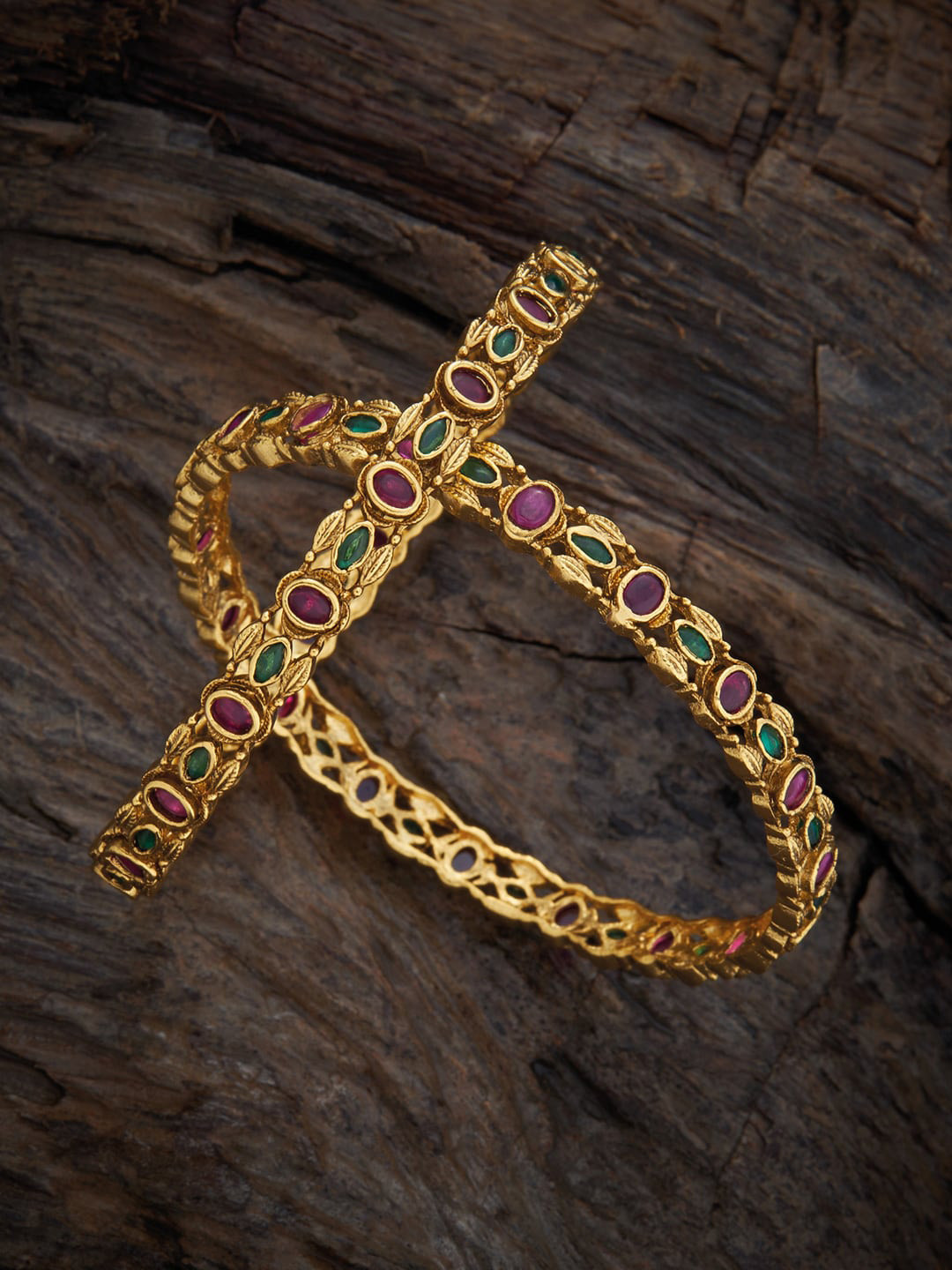 Buy Kushal's Fashion Jewellery Set Of 2 Gold Plated Stone Studded