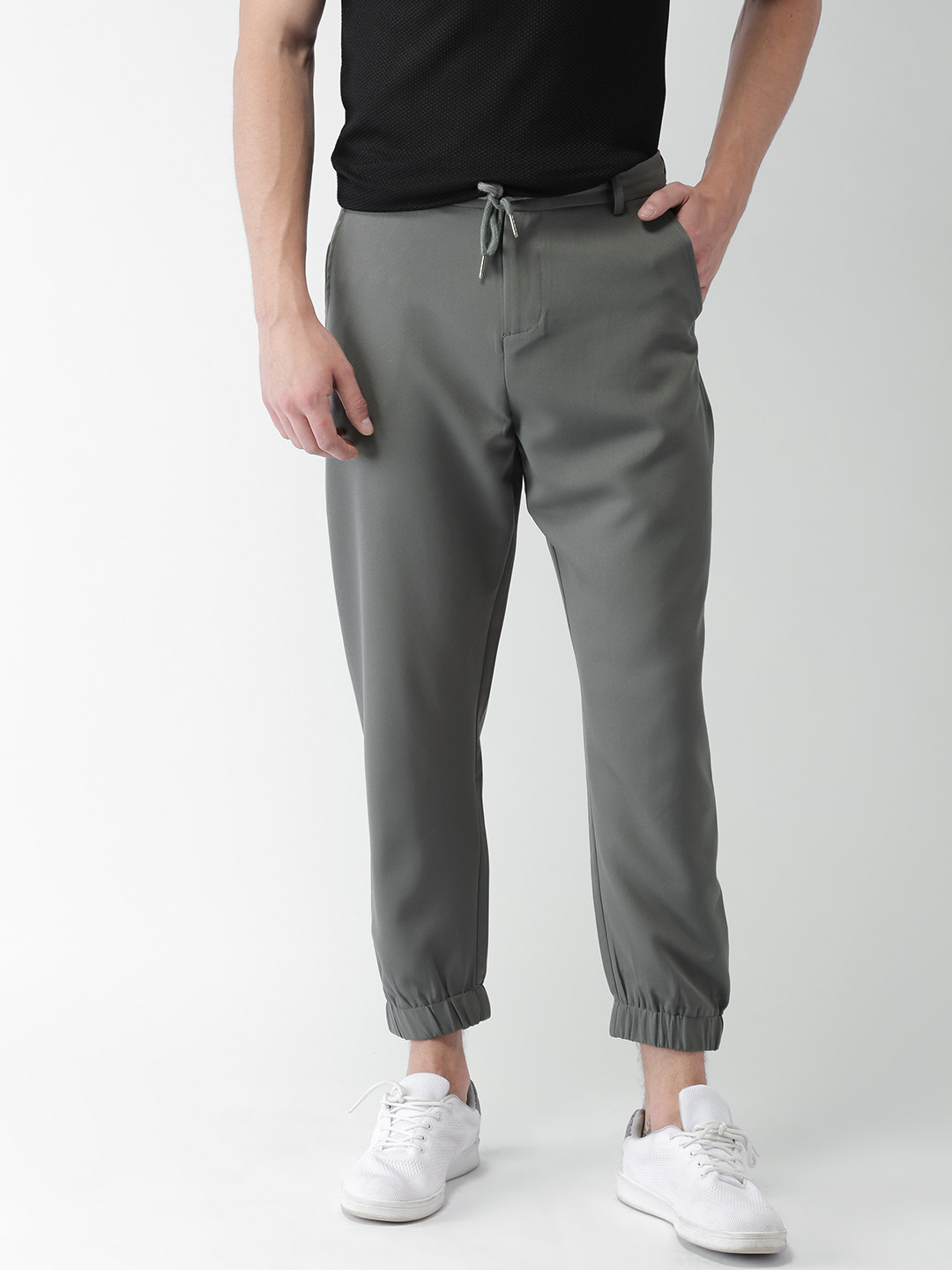 Buy Mast & Harbour Men Charcoal Grey Regular Fit Solid Joggers Track