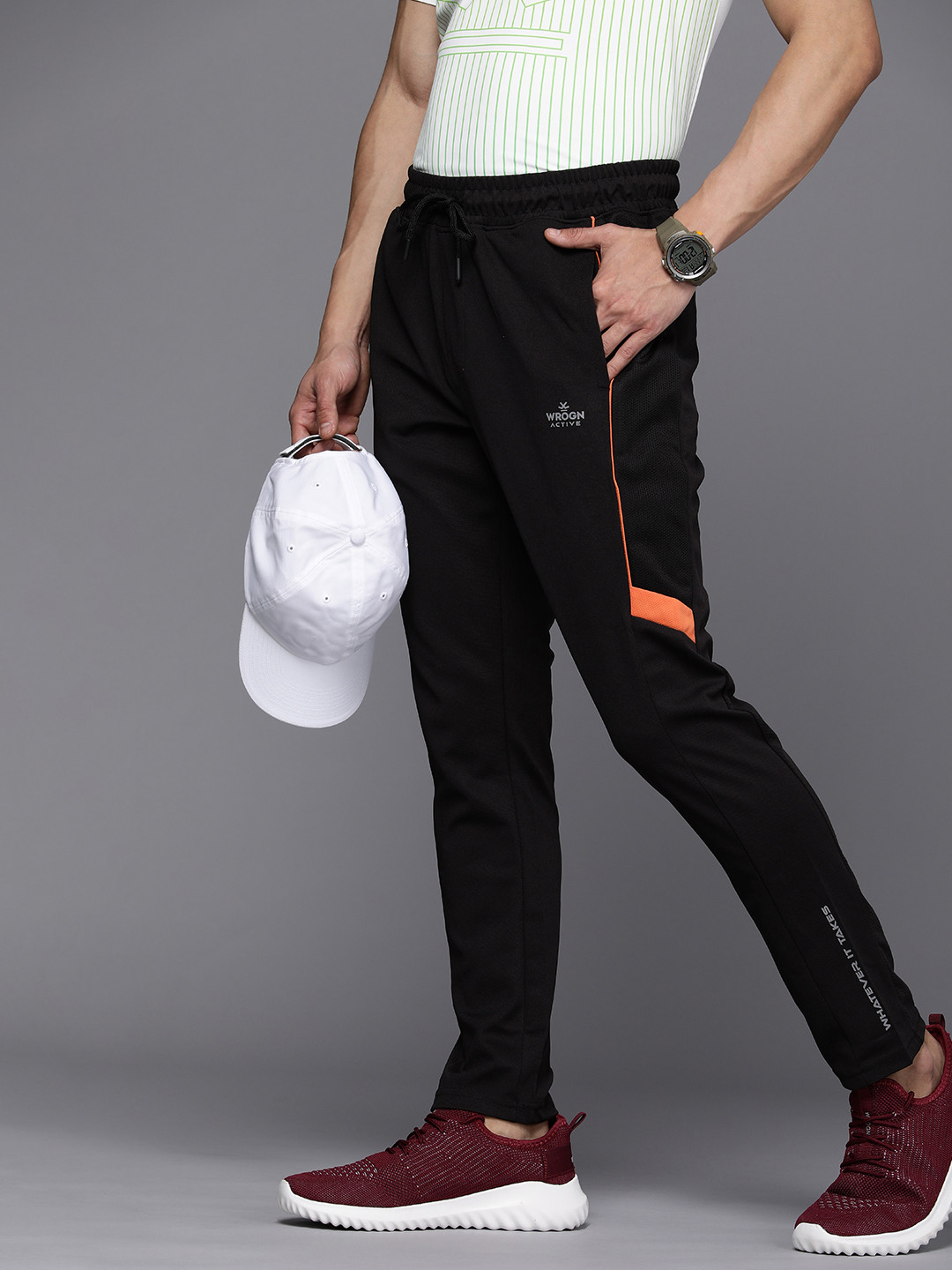 Buy WROGN ACTIVE Men Dry Pro Mid Rise Knitted Sports Track Pants