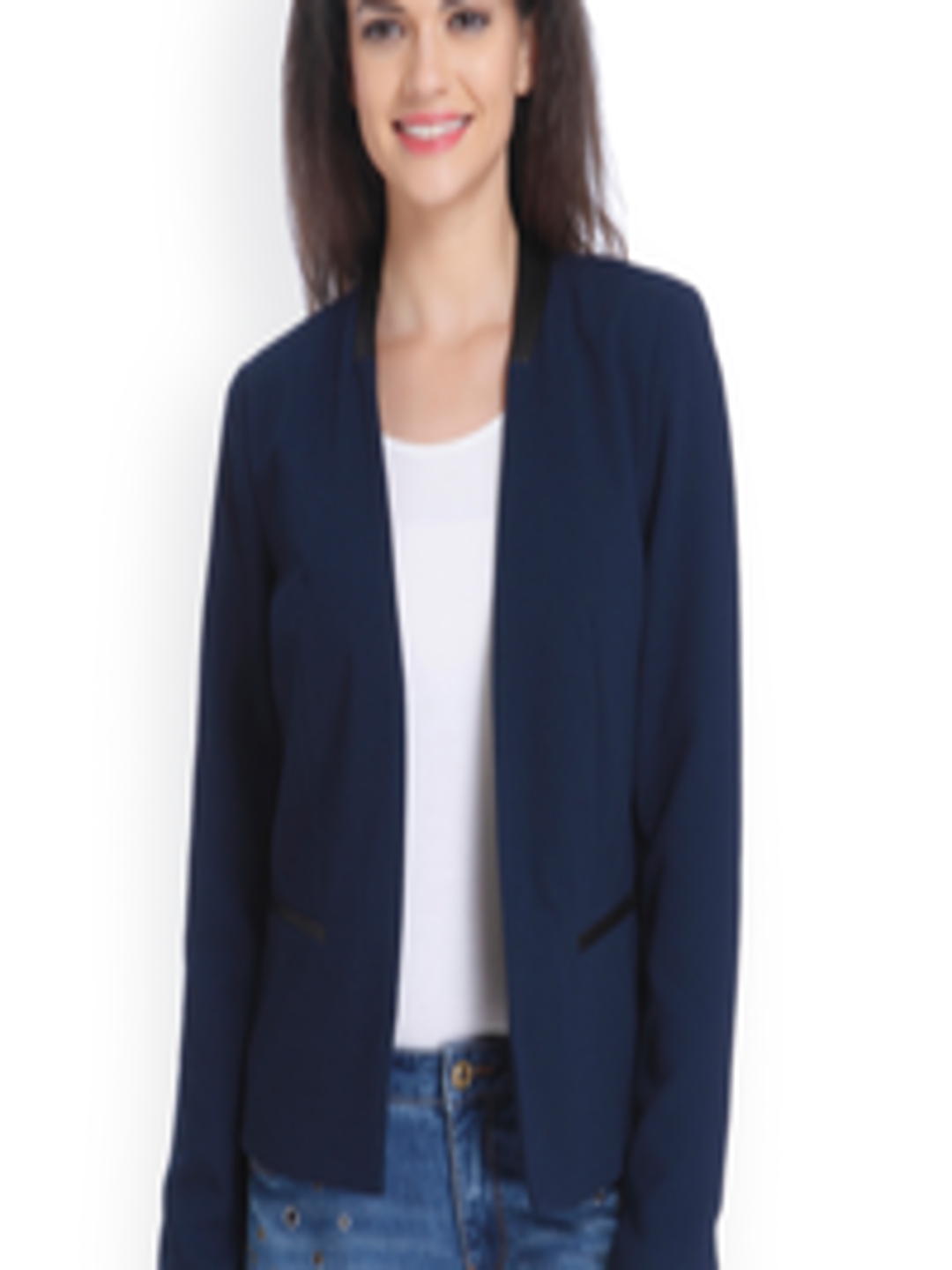 Buy ONLY Navy Casual Blazer - Blazers for Women 2214697 | Myntra