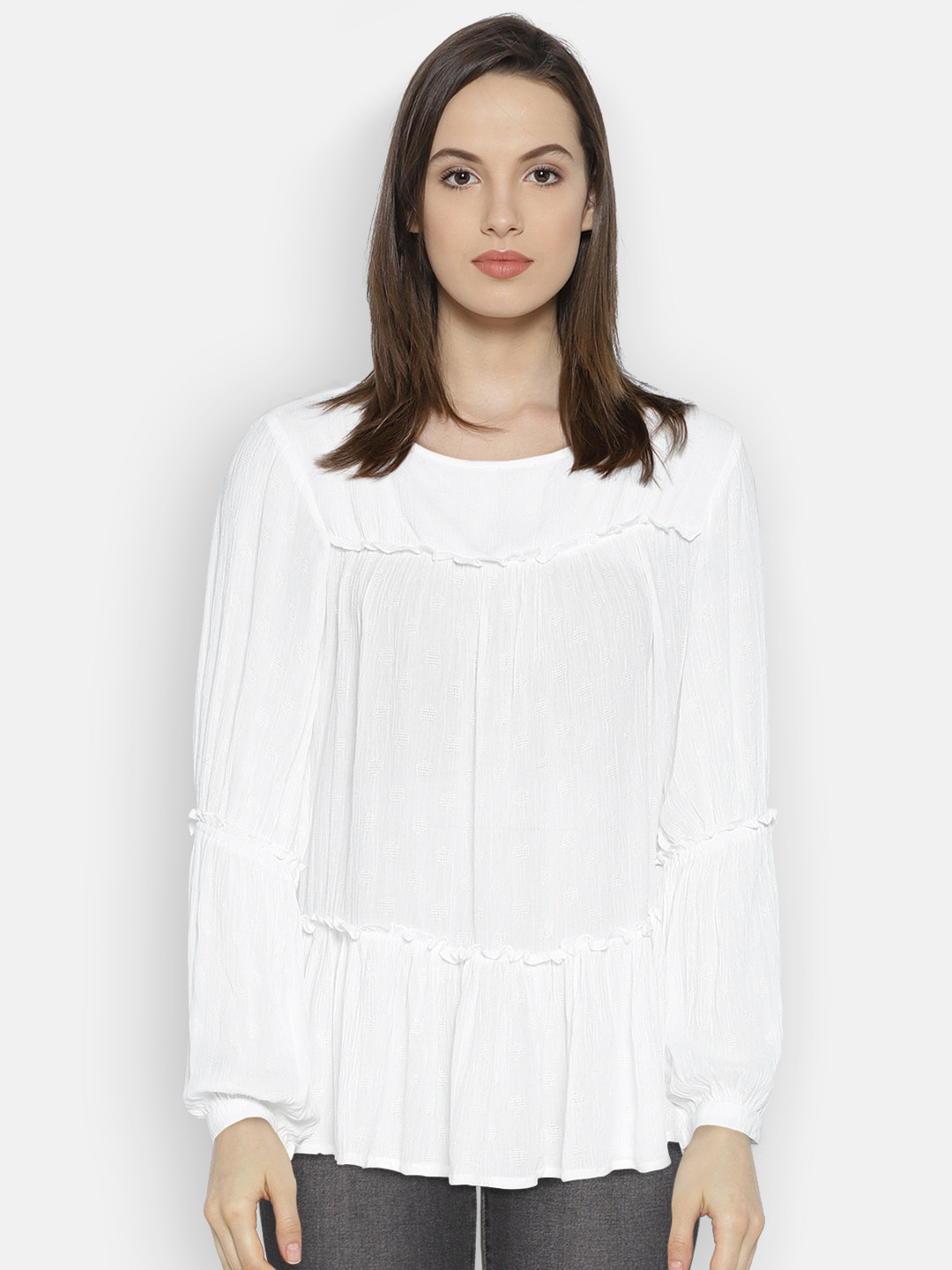 Buy ONLY Women White Solid Top - Tops for Women 2214730 | Myntra