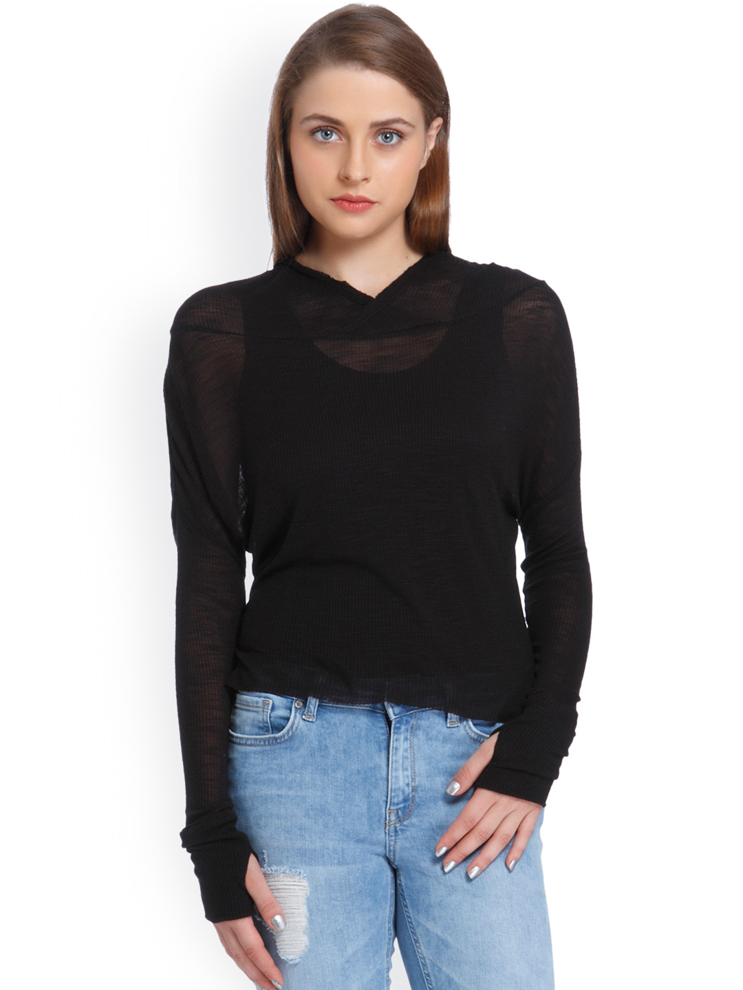 Buy ONLY Women Black Hooded T Shirt Tshirts for Women 2214756 Myntra