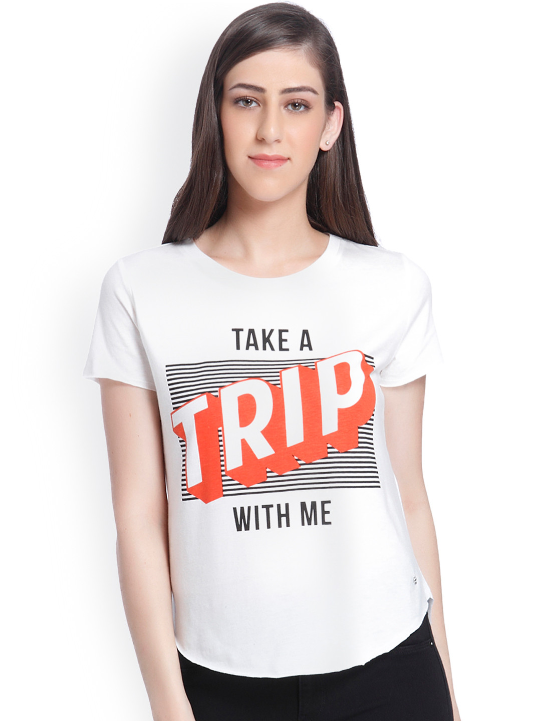 Buy ONLY Women White Solid Round Neck T Shirt Tshirts for Women