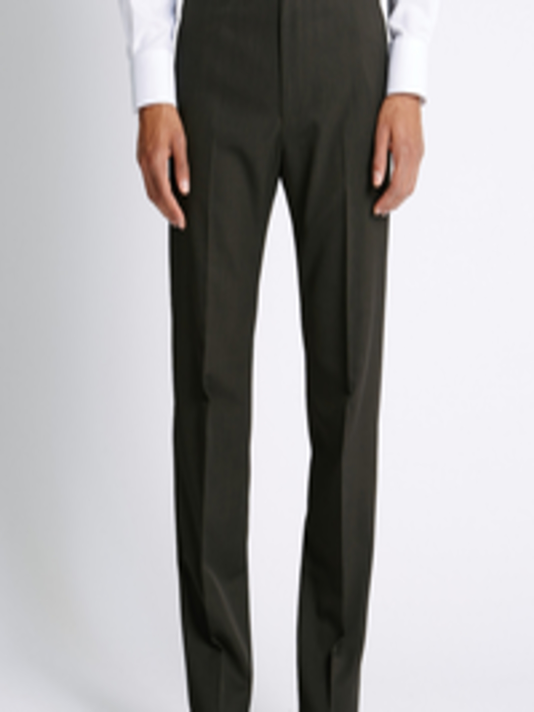 Buy Marks & Spencer Men Brown Regular Fit Solid Formal Trousers ...