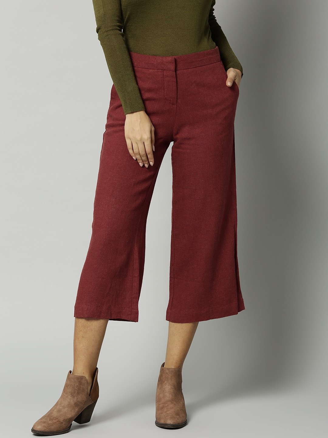 orange linen trousers