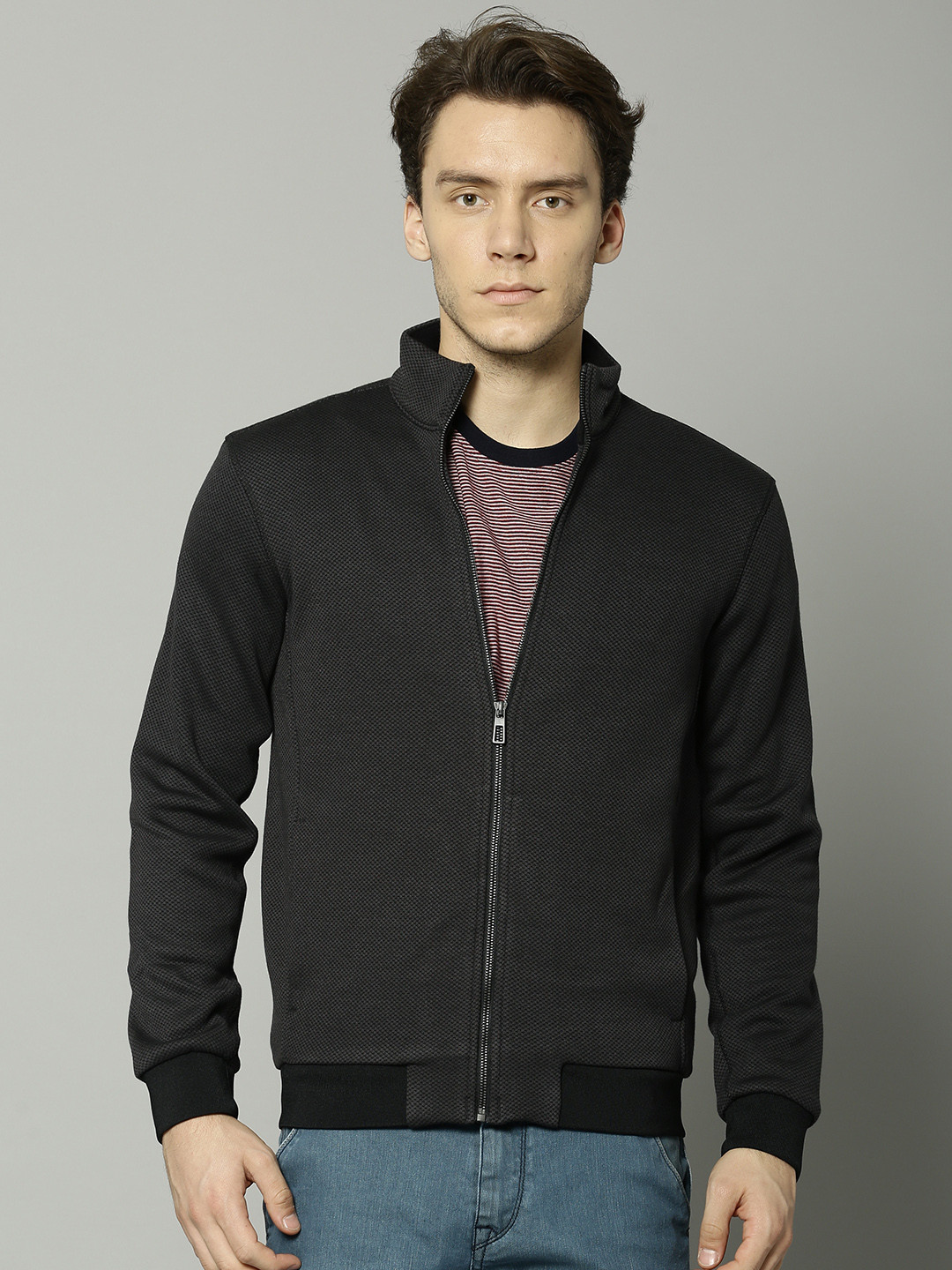 Buy Marks & Spencer Men Charcoal Grey Printed Bomber Jackets for Men