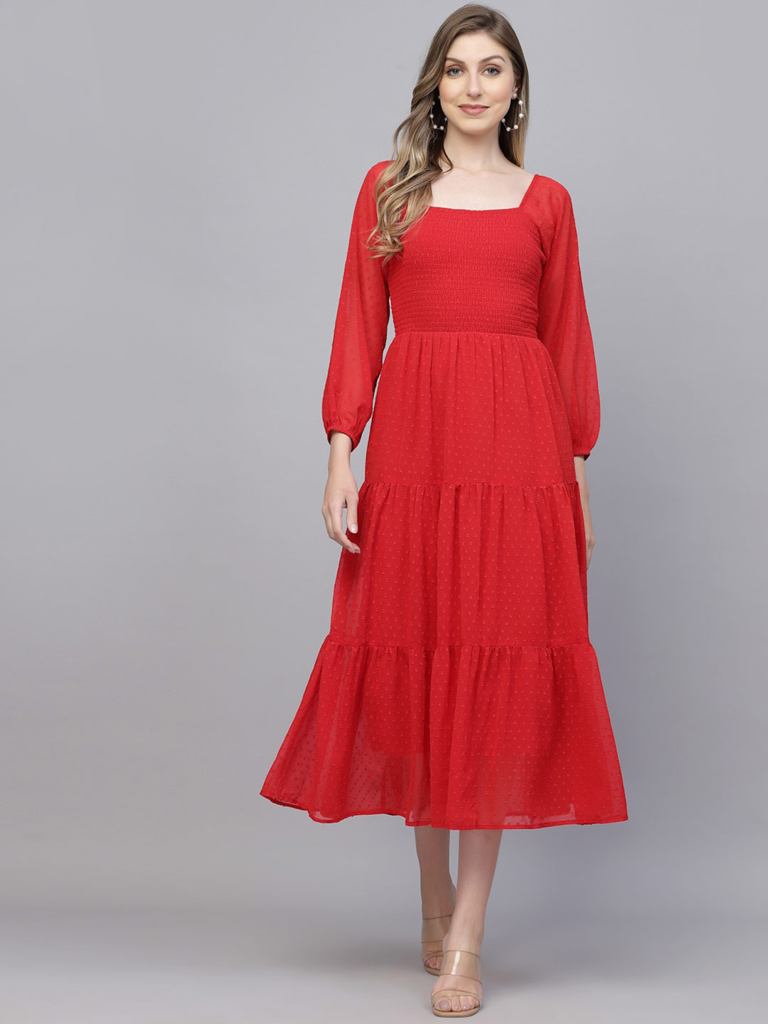AAYU Women Fit and Flare Green Solid Dress