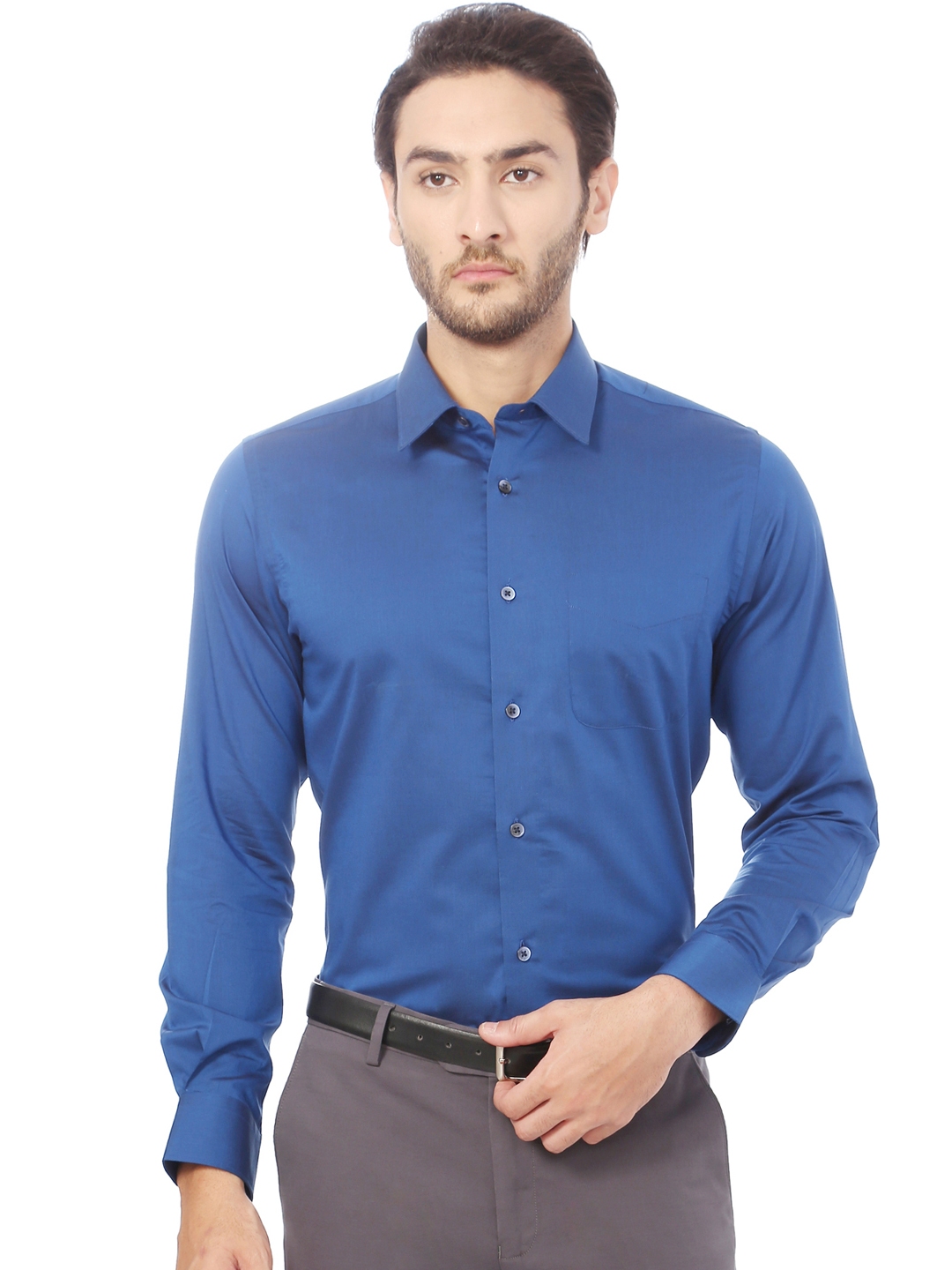 Buy Peter England Elite Men Blue Slim Fit Solid Formal Shirt - Shirts ...