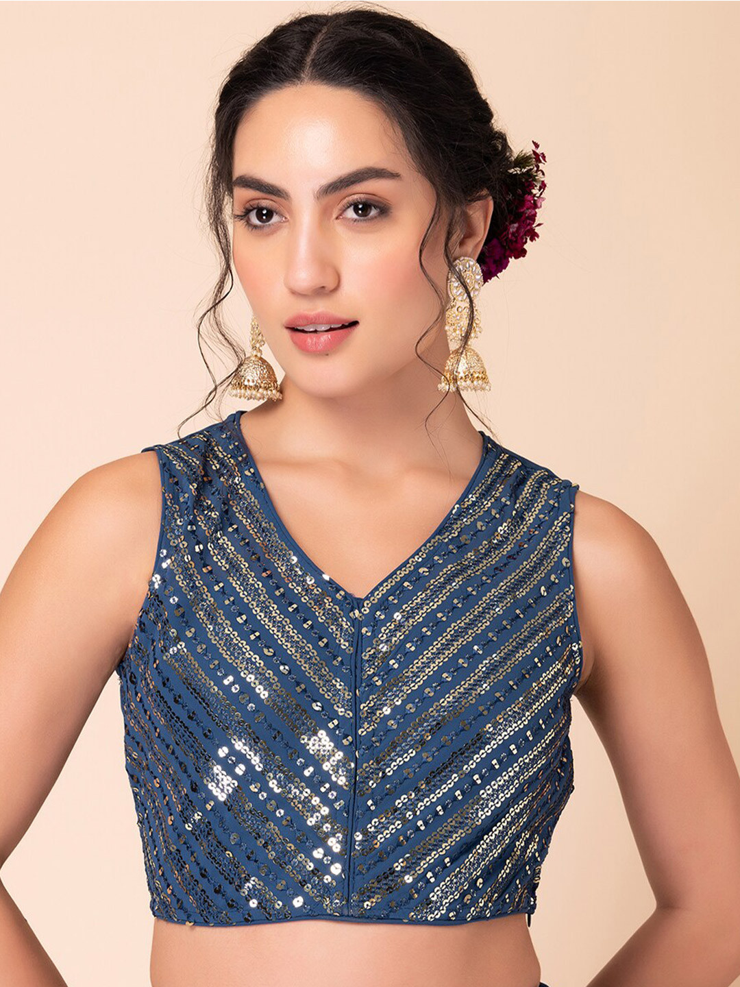 Buy INDYA Sequined Embroidered Saree Blouse Saree Blouse