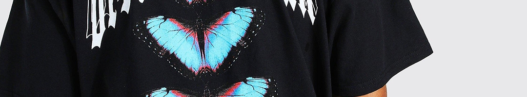 Buy BoohooMAN Oversize Pure Cotton Butterfly Printed Drop Shoulder ...