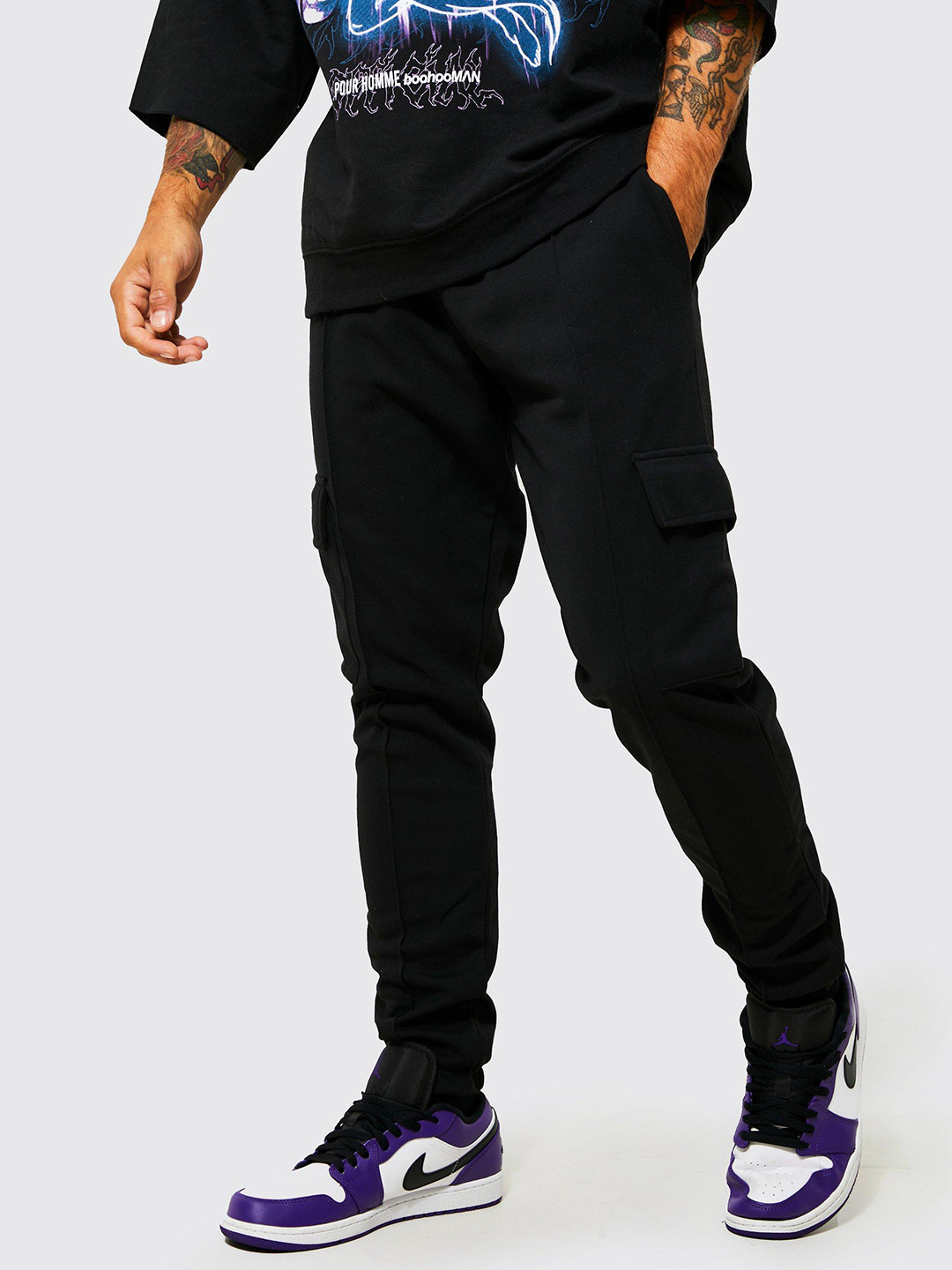 Buy BoohooMAN Active Interlock Tapered Cargo Jogger Track Pants for Men 22167468 Myntra