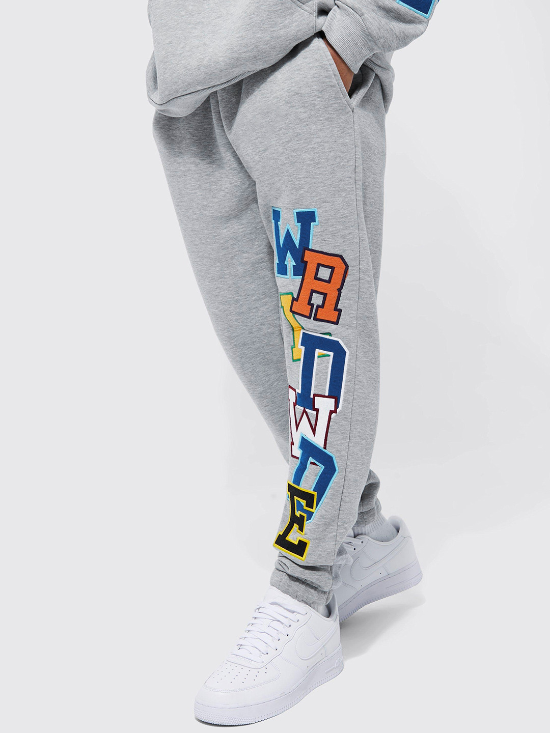 Buy BoohooMAN Men Applique Detail Regular Fit Joggers - Track Pants for 