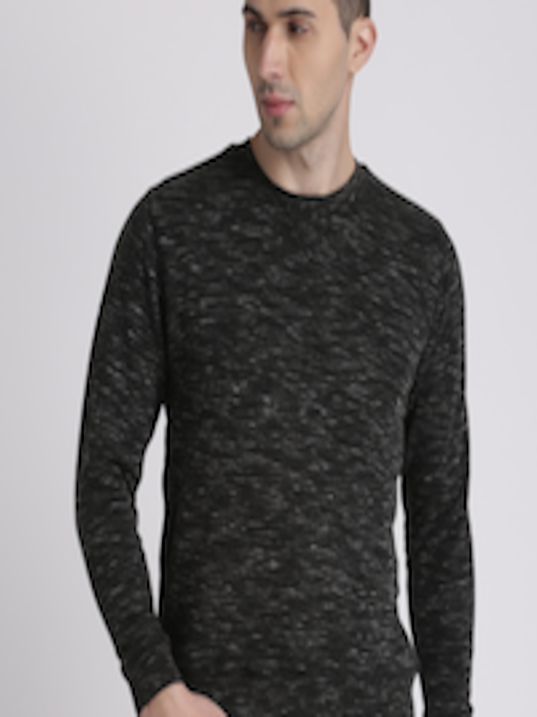 Buy Splash Men Black Self Design Pullover Sweater - Sweaters for Men ...