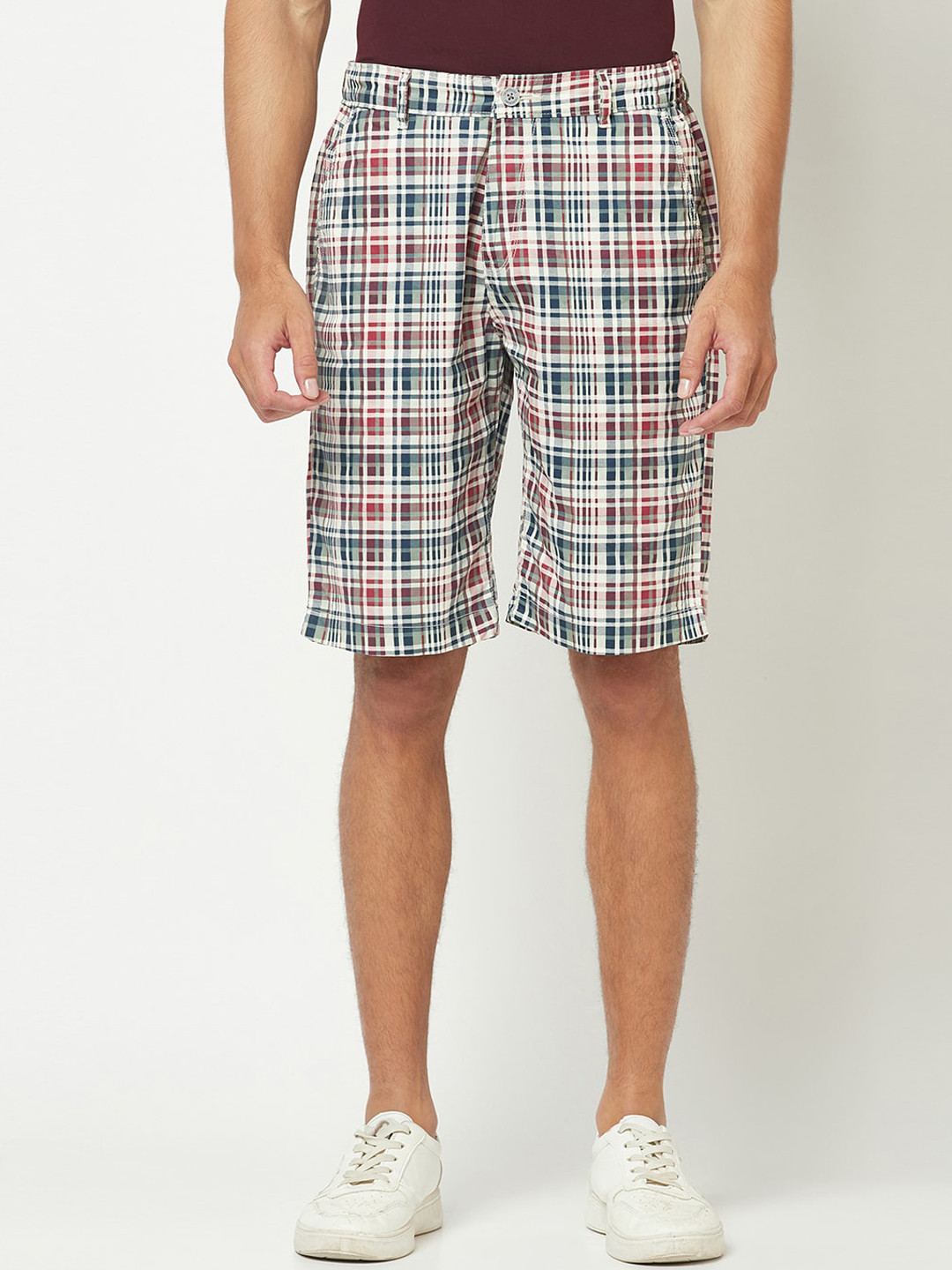 Buy Crimsoune Club Men Checked Mid Rise Pure Cotton Shorts Shorts for