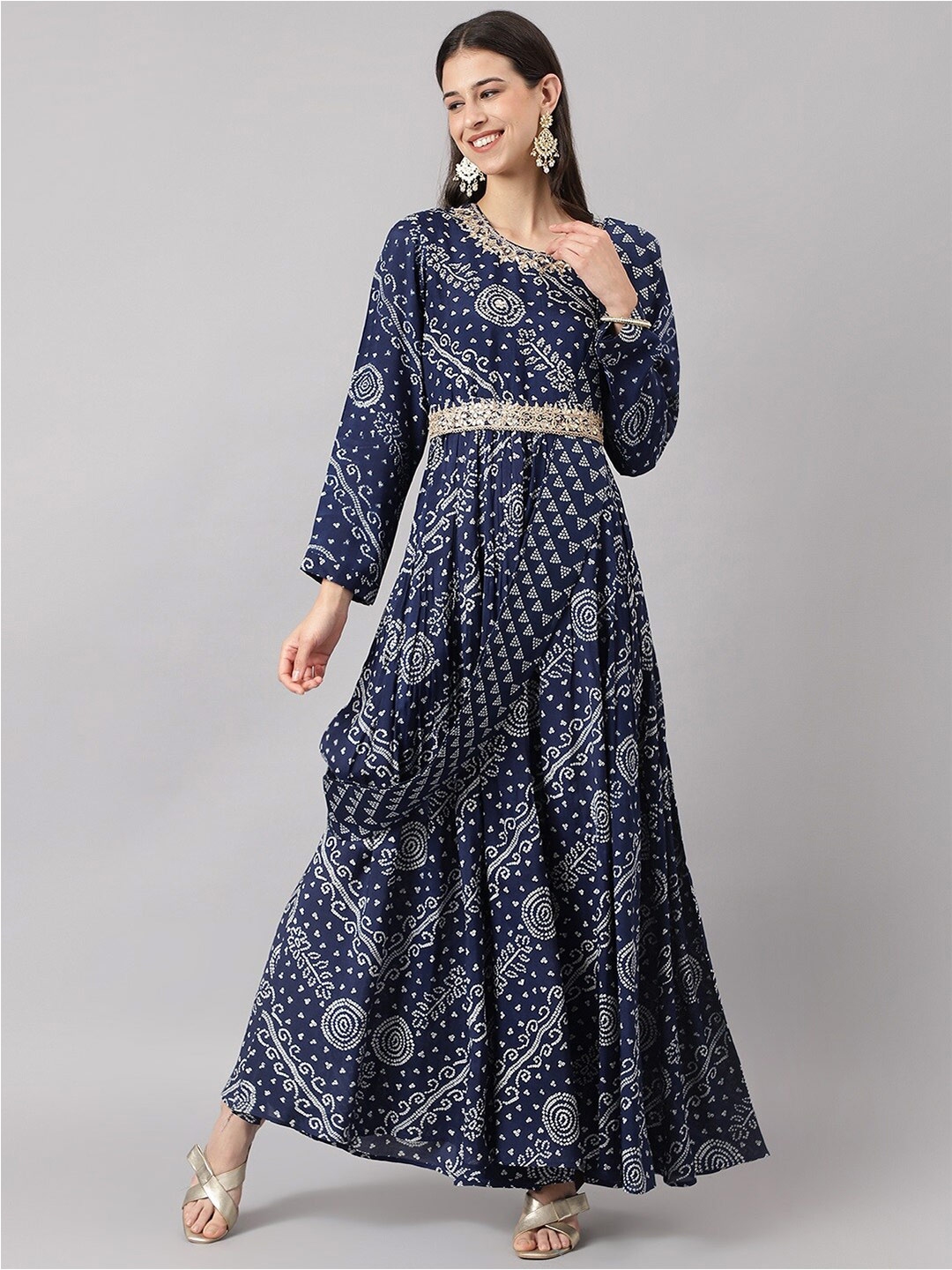 Buy Divena Navy Blue Floral Maxi Dress - Dresses for Women 22170544 ...
