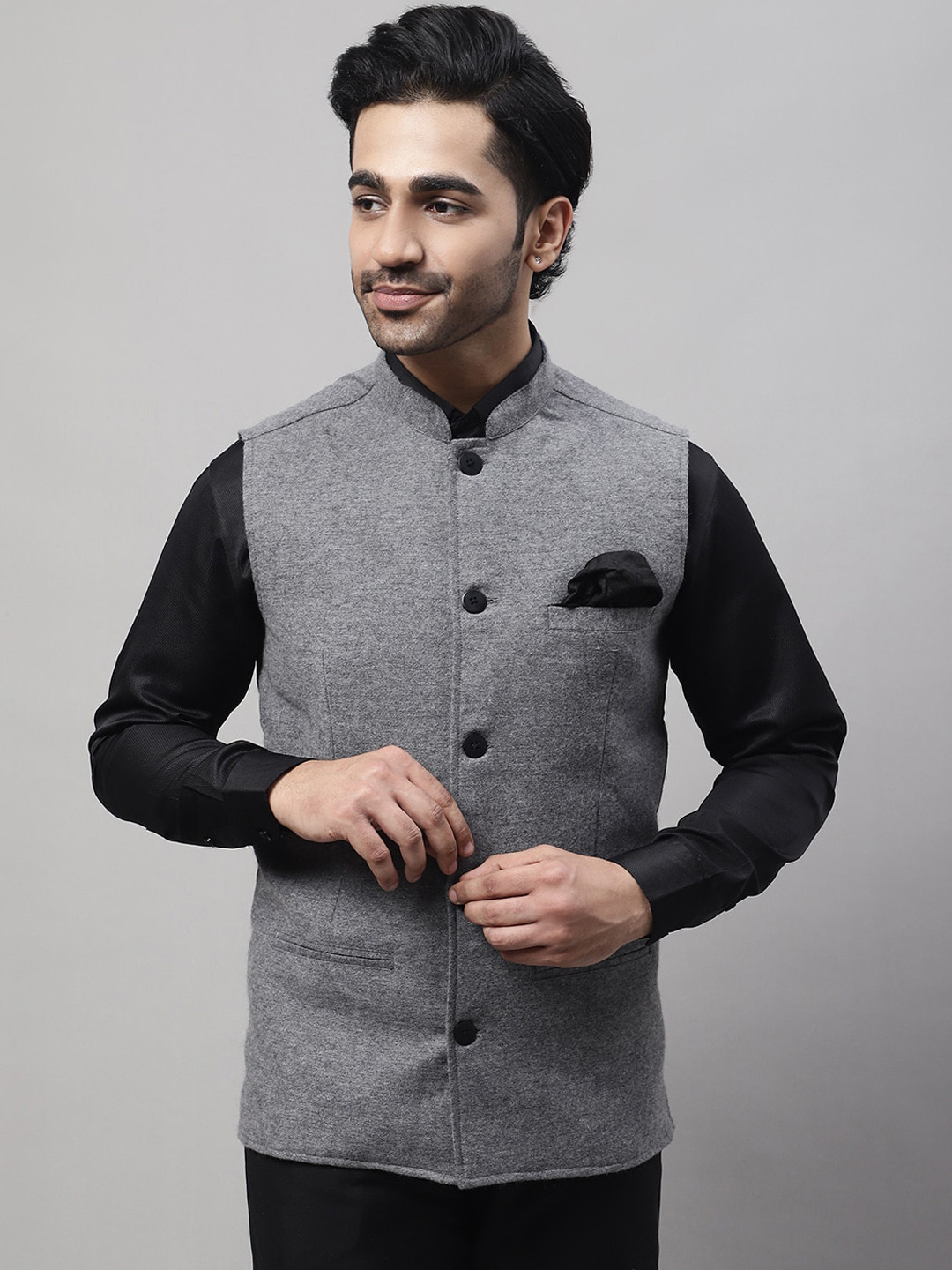 Buy Even Self Design Pure Wool Nehru Jackets With Welt Pockets Nehru