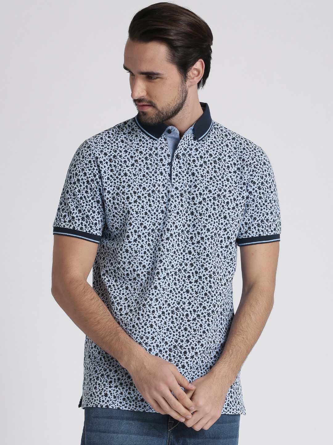 Buy Splash Men Blue Printed Polo T Shirt Tshirts for Men 2217363 Myntra