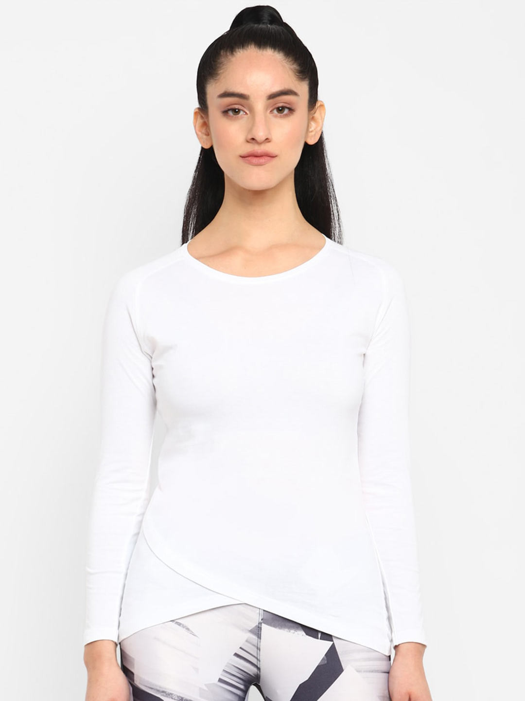 Buy Appulse Round Neck Regular Fit Bottom Crossover Cotton T Shirt Tshirts for Women 22175368