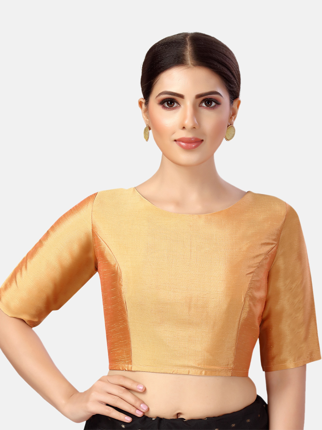 Buy Studio Shringaar Boat Neck Elbow Length Sleeves Saree Blouse