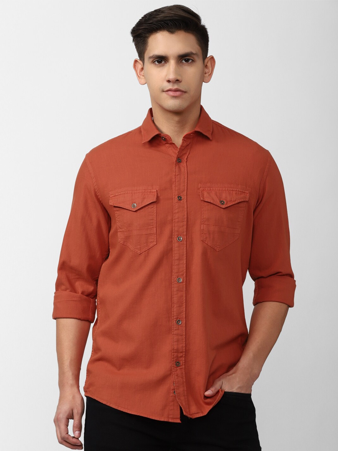 Buy Peter England Casuals Slim Fit Spread Collar Cotton Casual Shirt ...