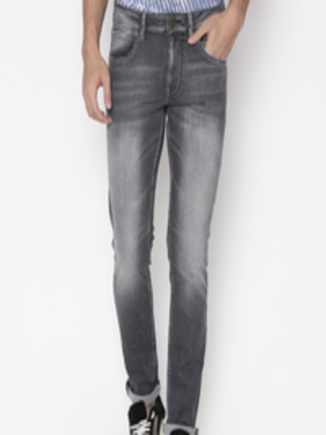 Buy Slub Men Grey Skinny Fit Mid Rise Clean Look Jeans - Jeans for Men ...